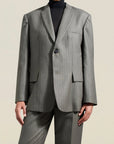 Gemini Blazer in Olive Pinstripe Wool Flannel Suititng