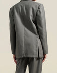 Gemini Blazer in Olive Pinstripe Wool Flannel Suititng