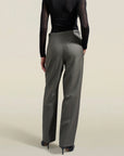 Phoebe Trouser in Olive Pinstripe Wool Flannel Suiting