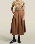 Dakota Pleated Skirt in Toffee Tropical Wool