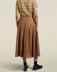 Dakota Pleated Skirt in Toffee Tropical Wool