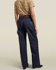 Column Leg Trouser in Navy Cotton Twill