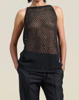 Aida Pinnie in Black Cotton-blend Crochet