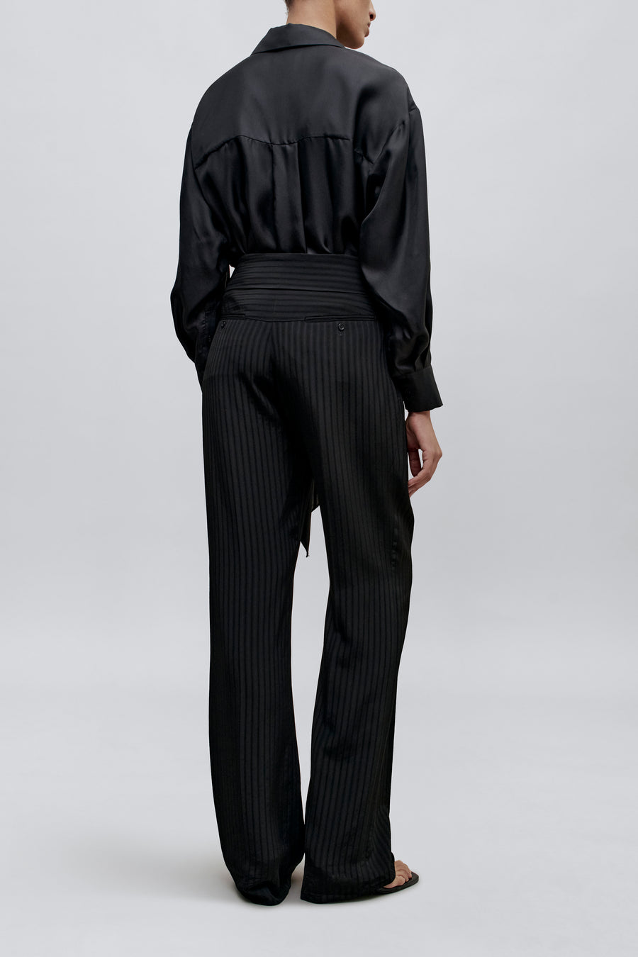 Ulla Tie Trouser in Striped Viscose – KALLMEYER