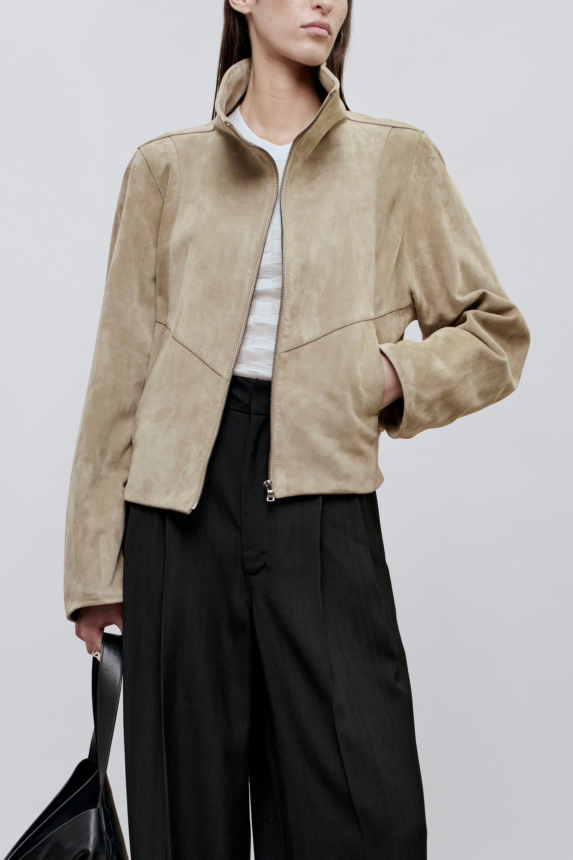 Liam Leather Bomber in Suede