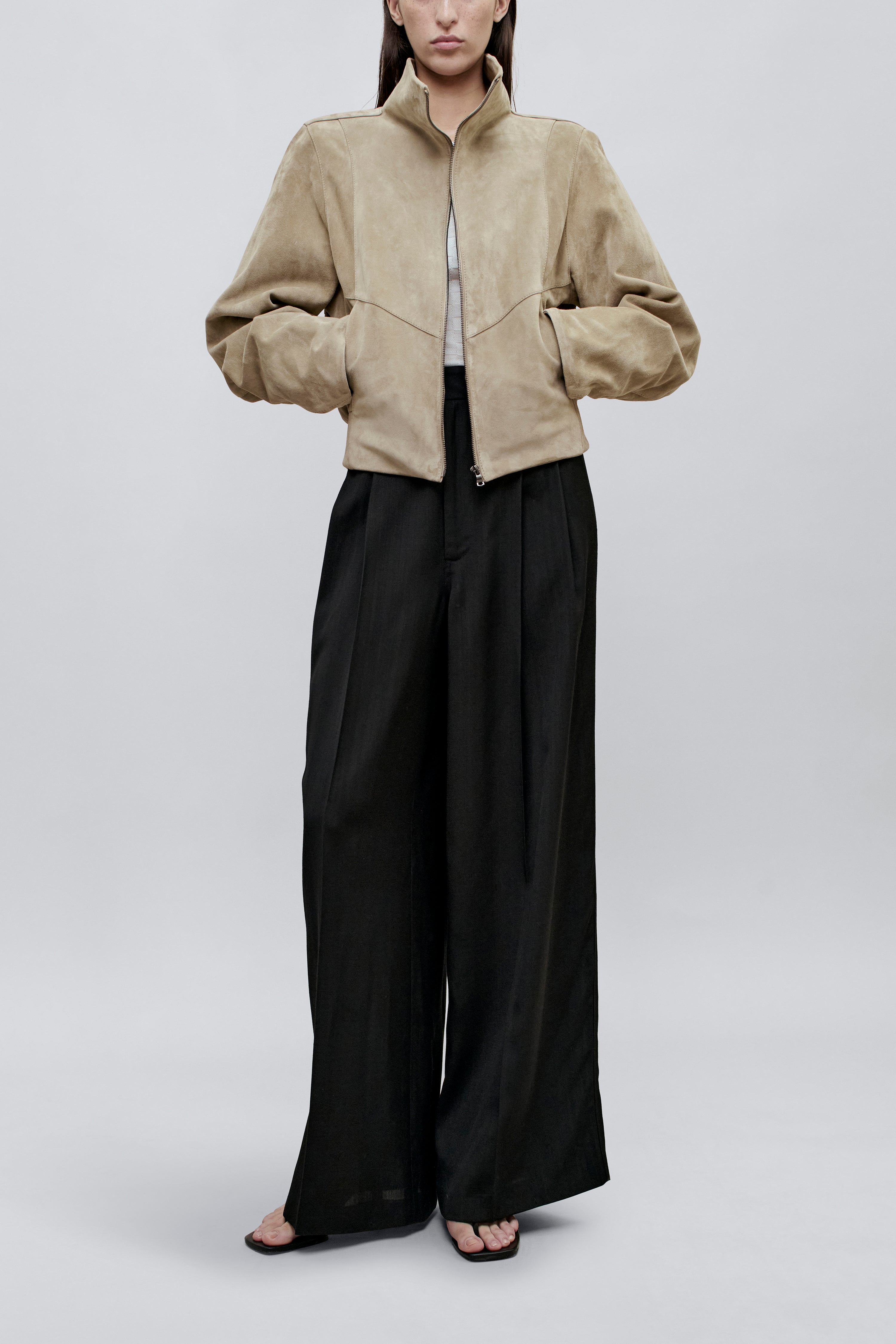 Liam Leather Bomber in Suede