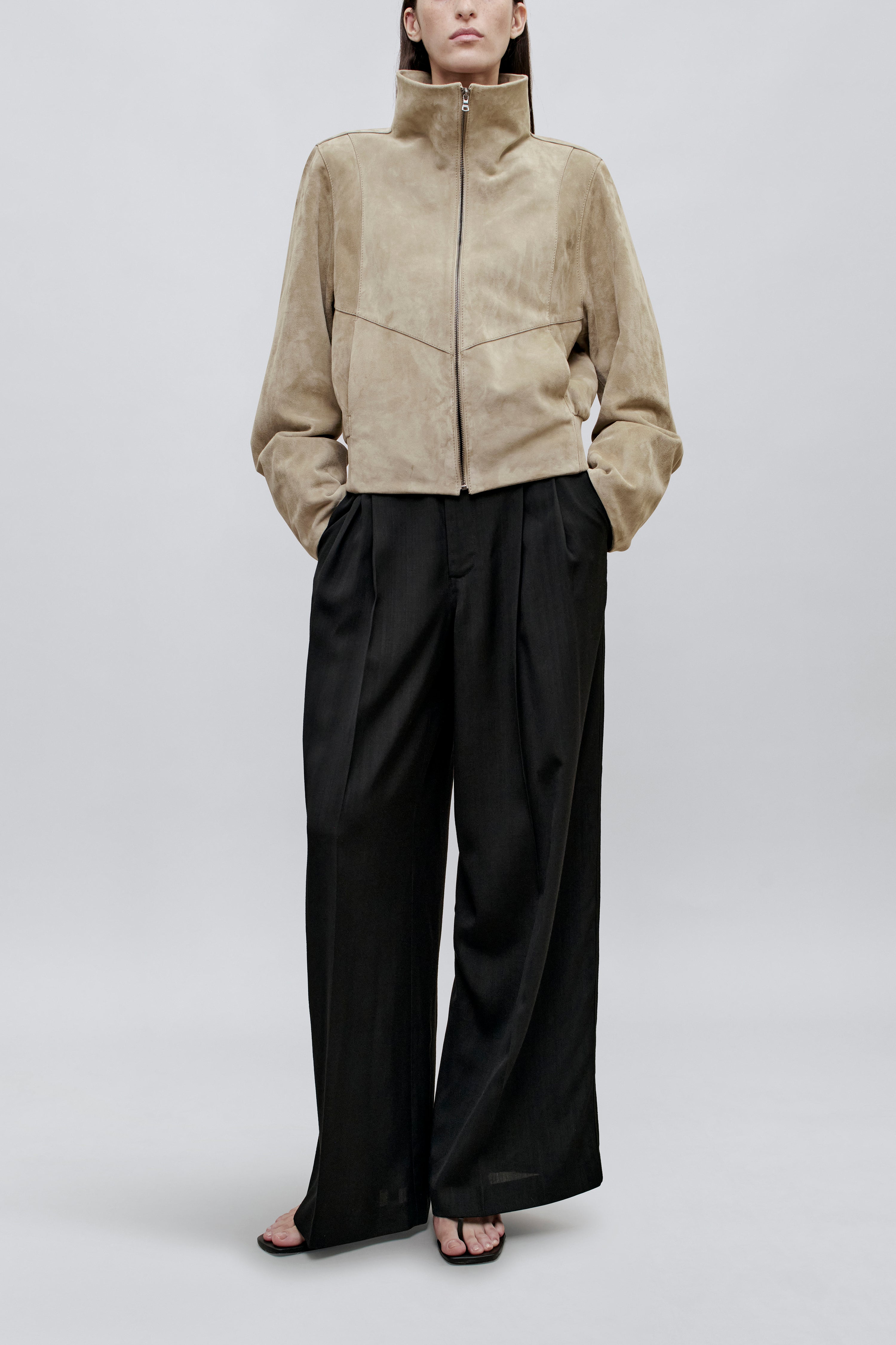 Liam Leather Bomber in Suede