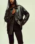 Lottie Field Jacket in Distressed Nappa Calfskin