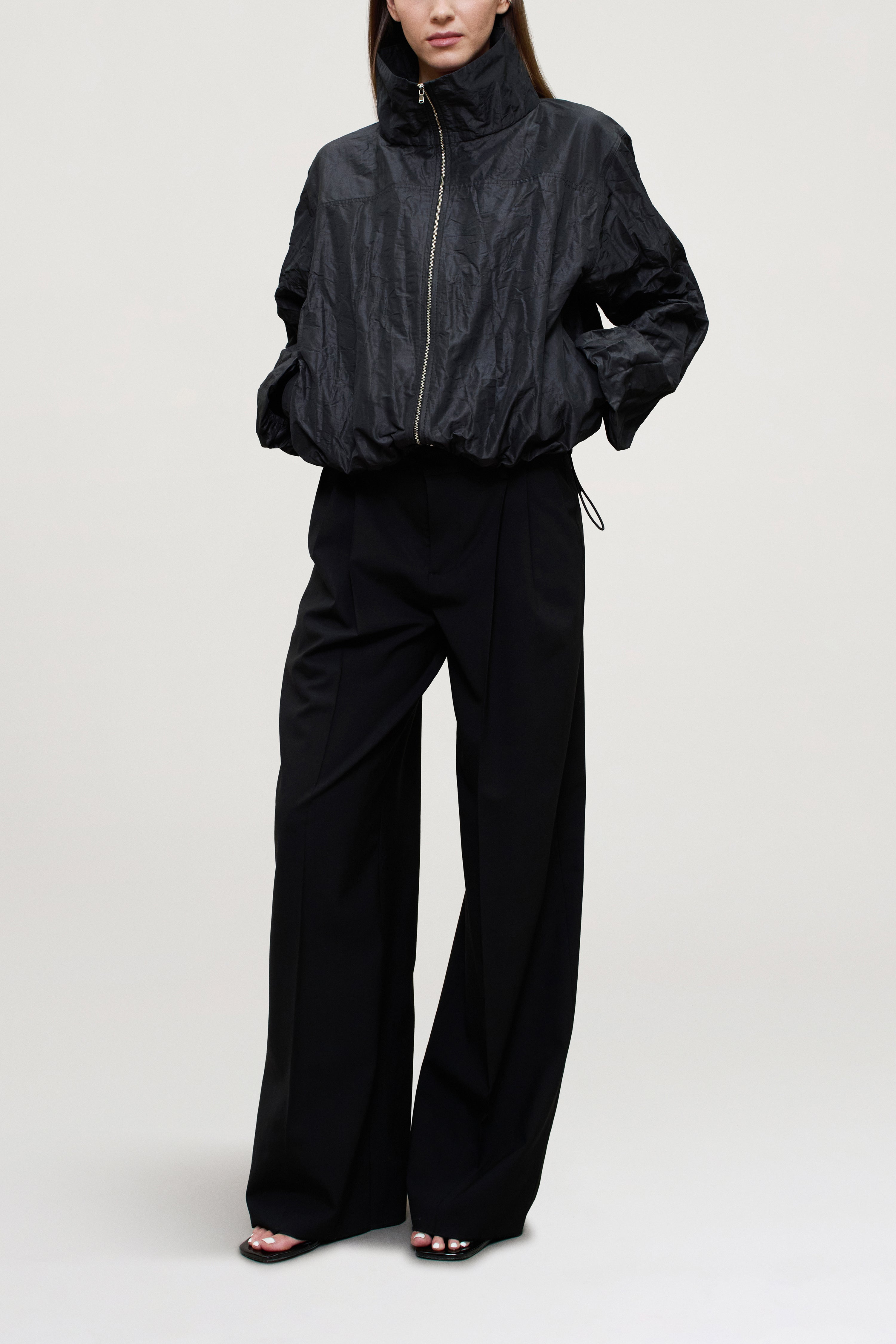 Sadie Windbreaker in Steel Taffeta