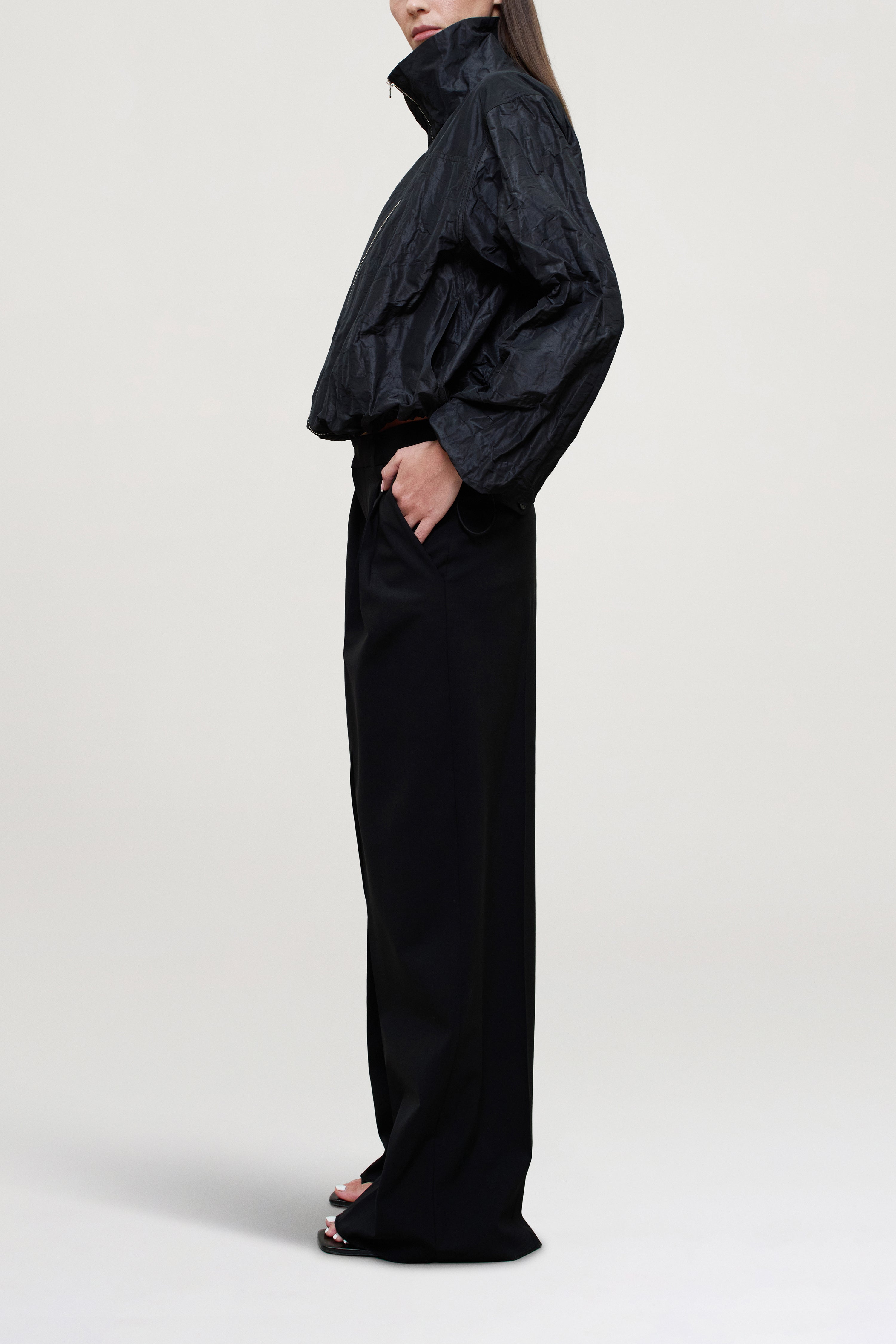 Sadie Windbreaker in Steel Taffeta