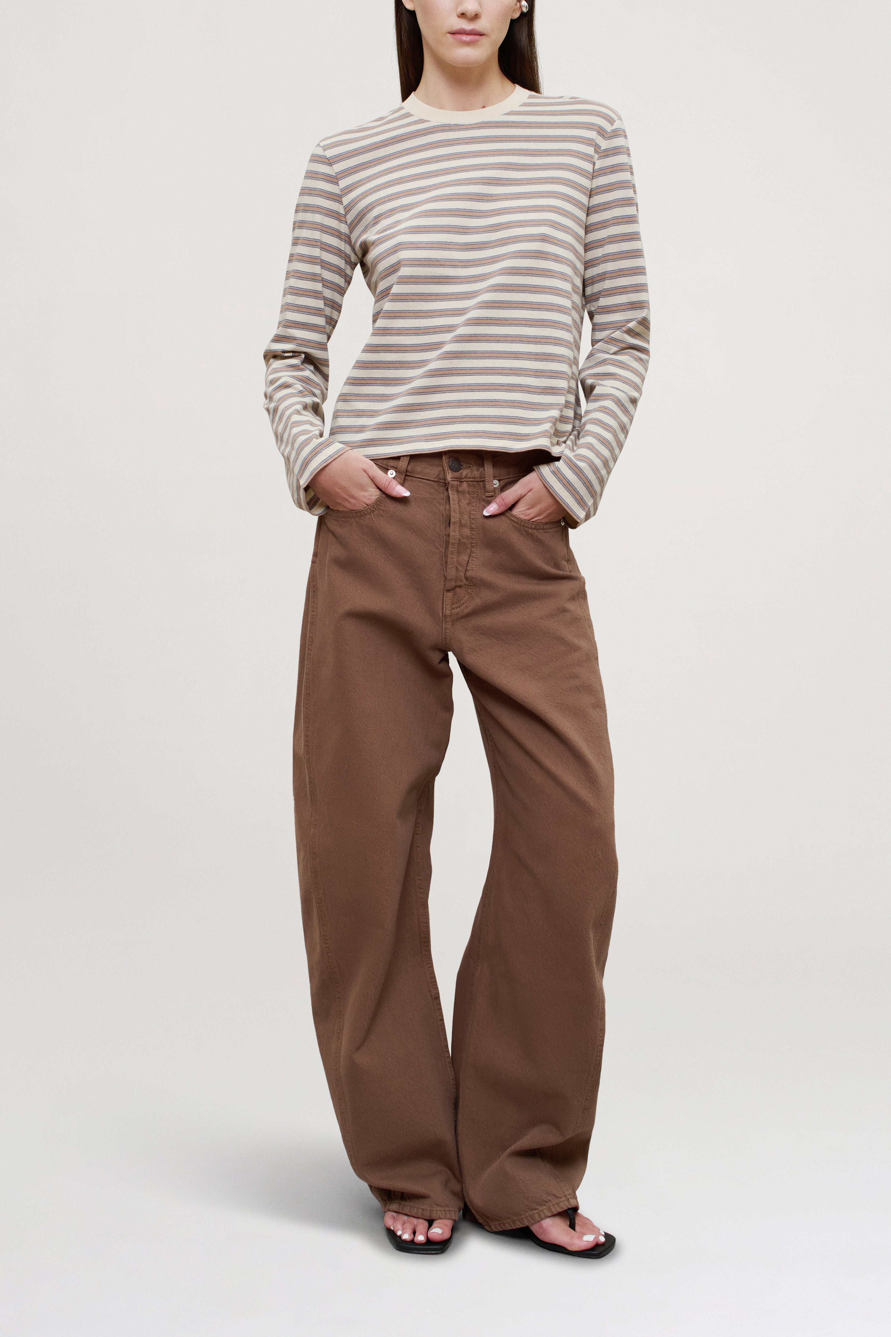 Wynn Long Sleeve in Apricot Multi Stripe