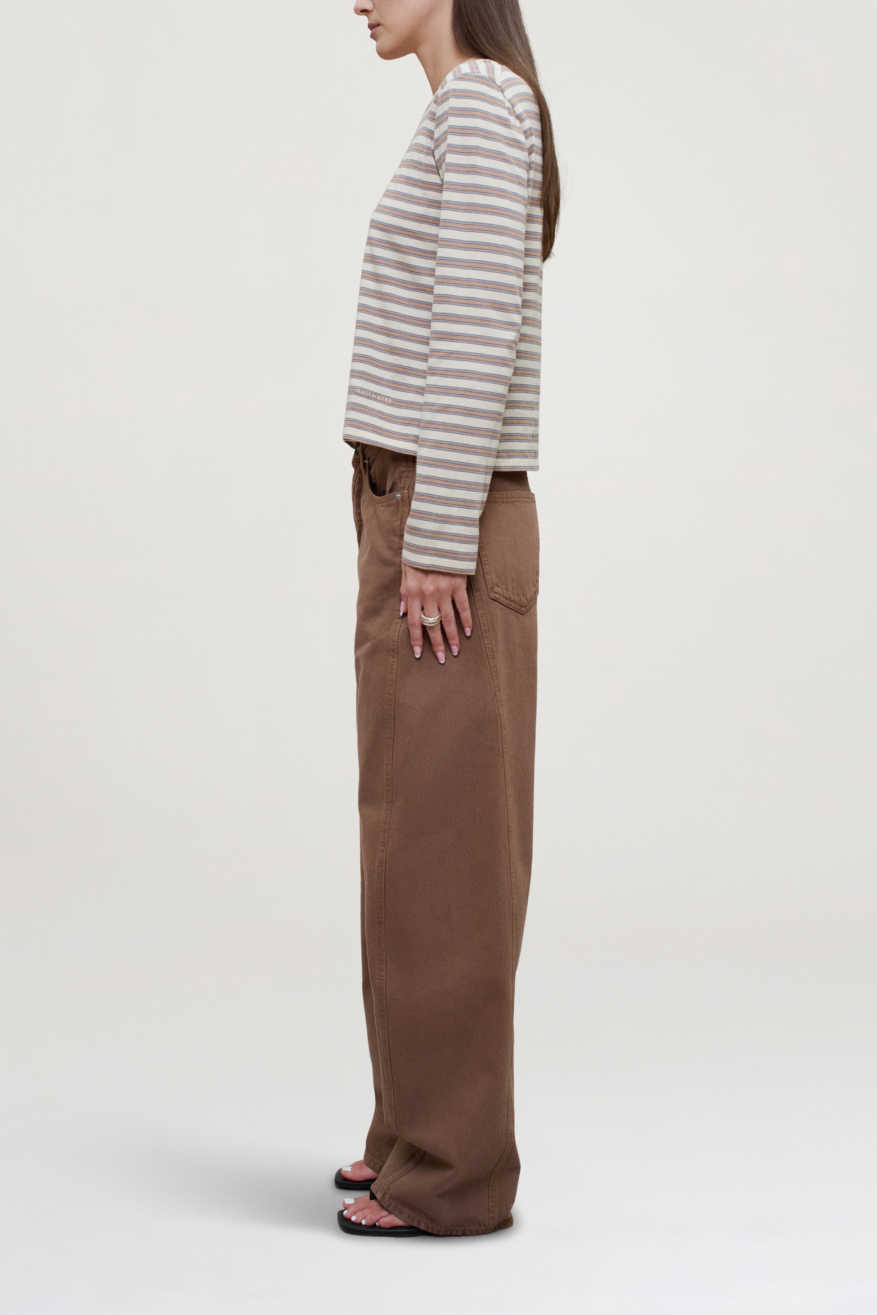 Wynn Long Sleeve in Apricot Multi Stripe
