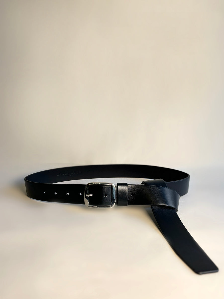 Agnes Long Belt in Black Cow Leather
