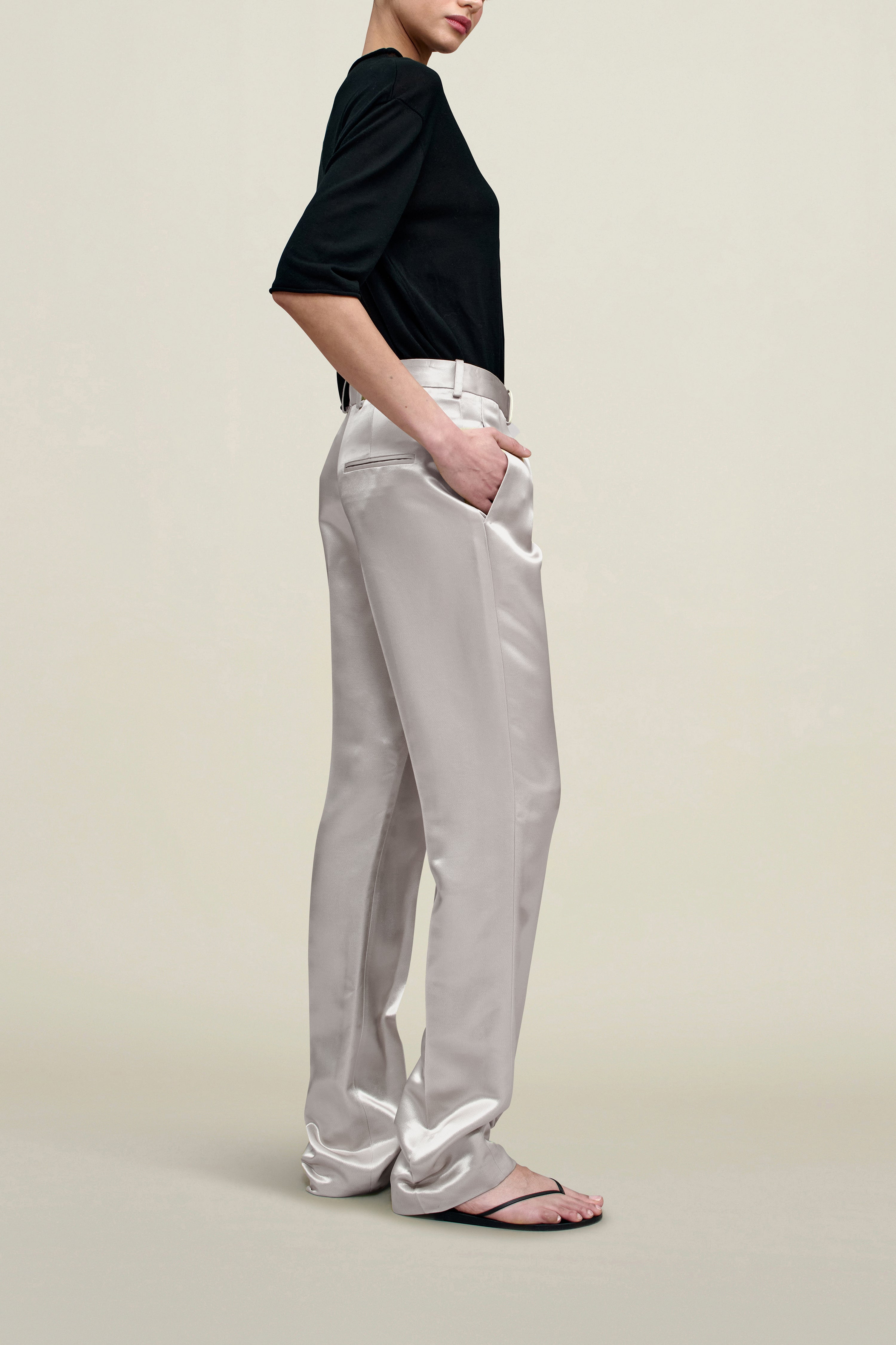 Charlie Long Trouser in Liquid Twill