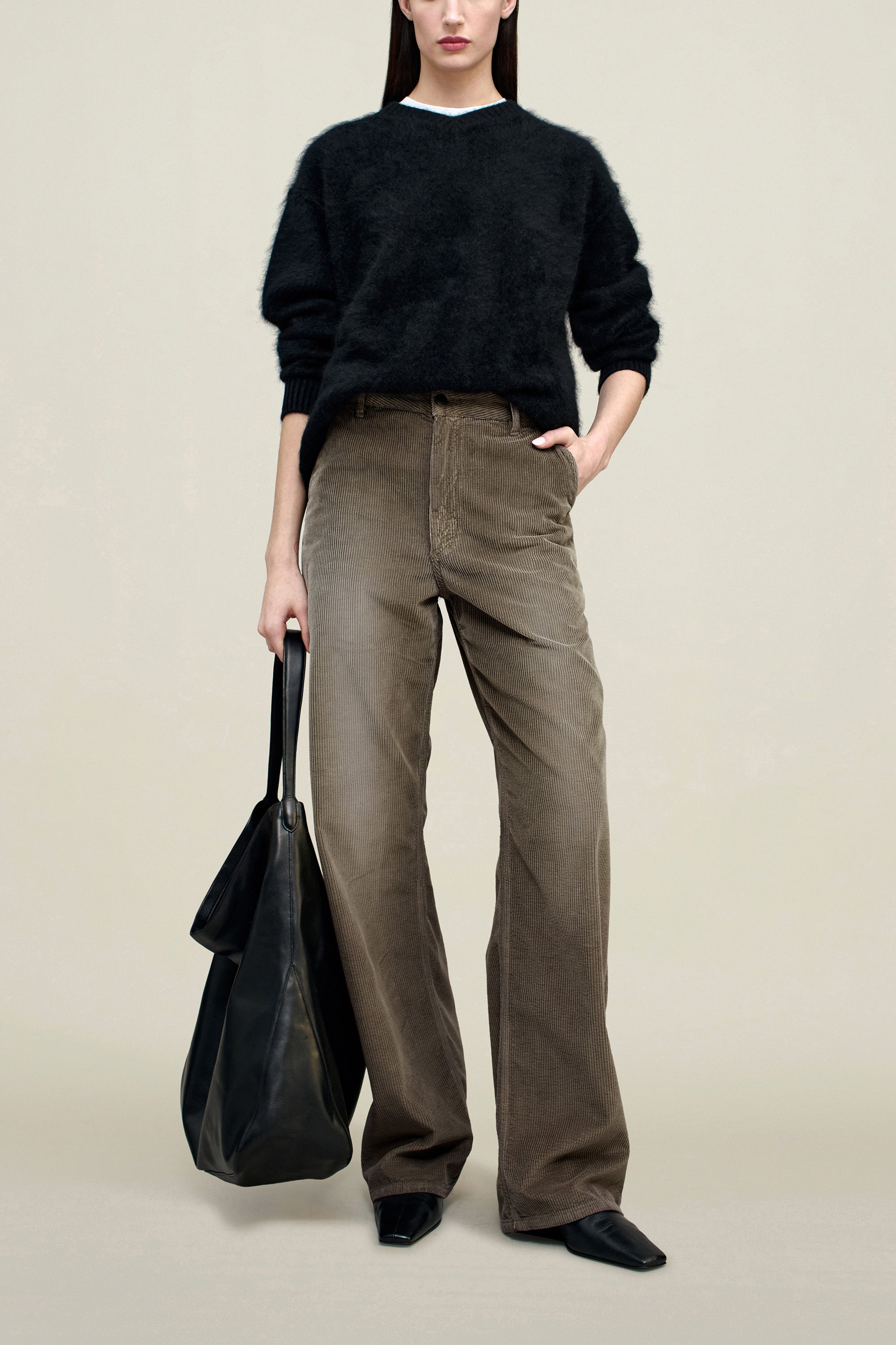 Column Leg Jean in Distressed Corduroy