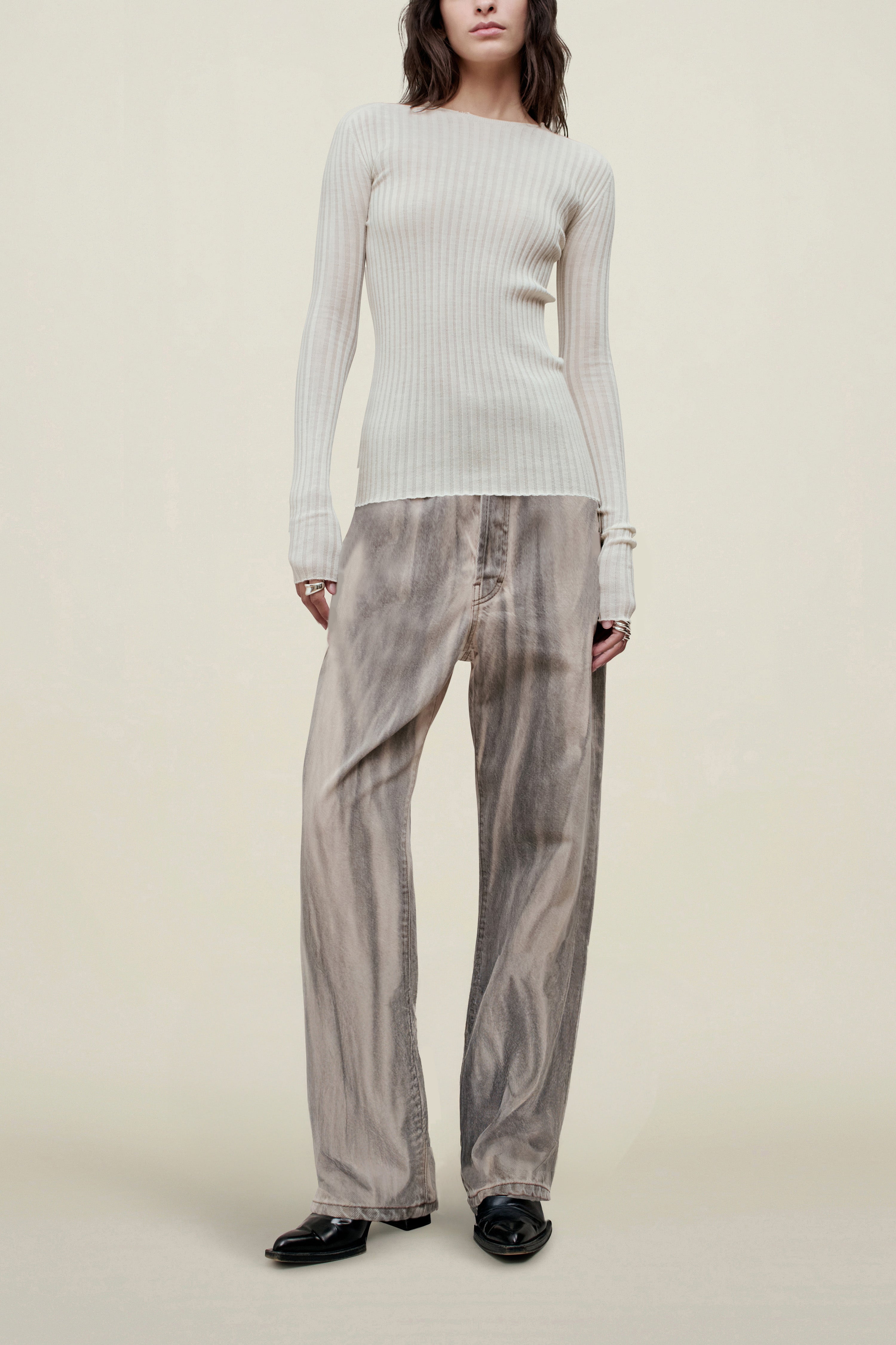 Column Leg Jeans in Cotton Denim