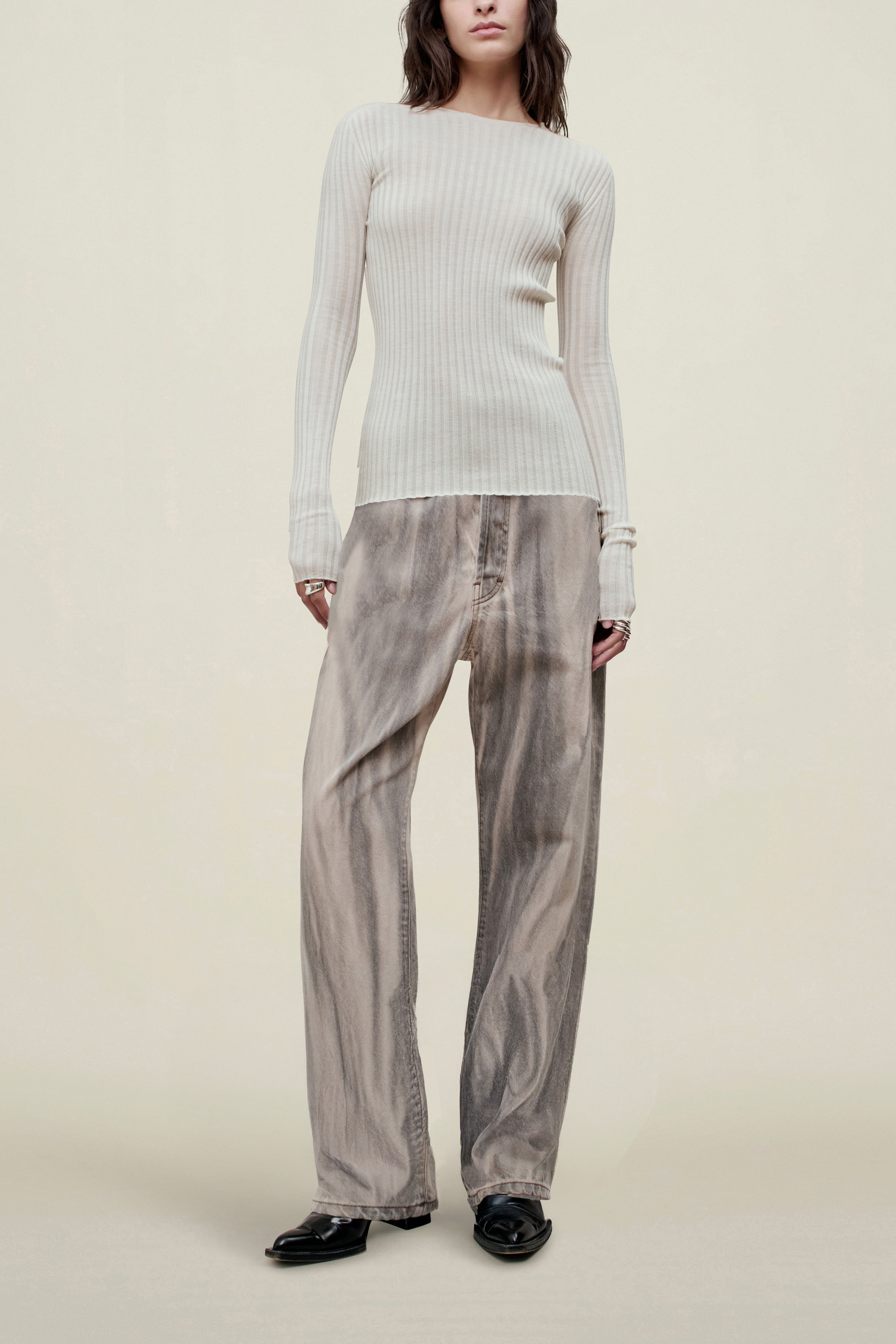 Column Leg Jeans in Cotton Denim