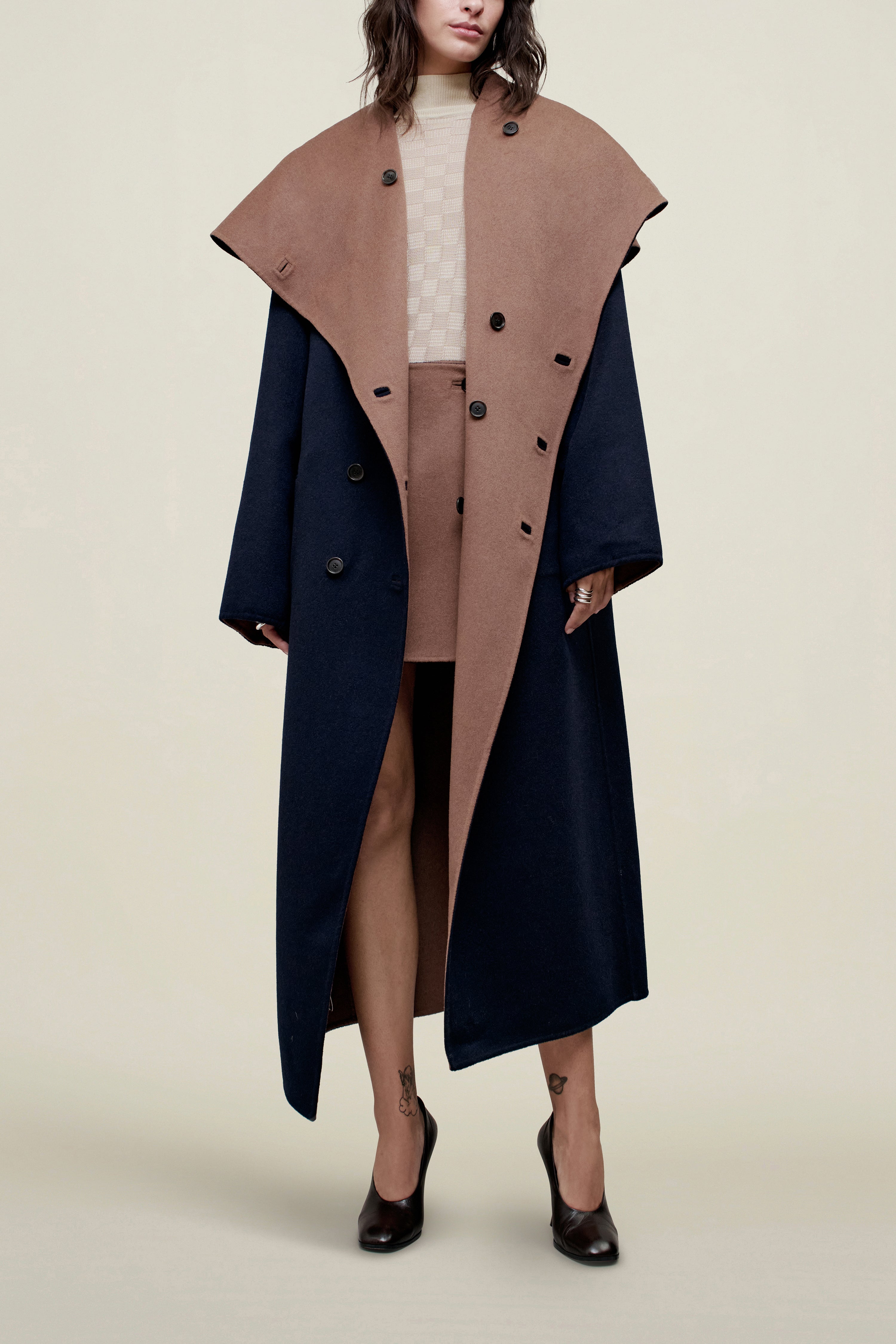 Dorothy Doubleface Coat in Reversible Virgin Wool