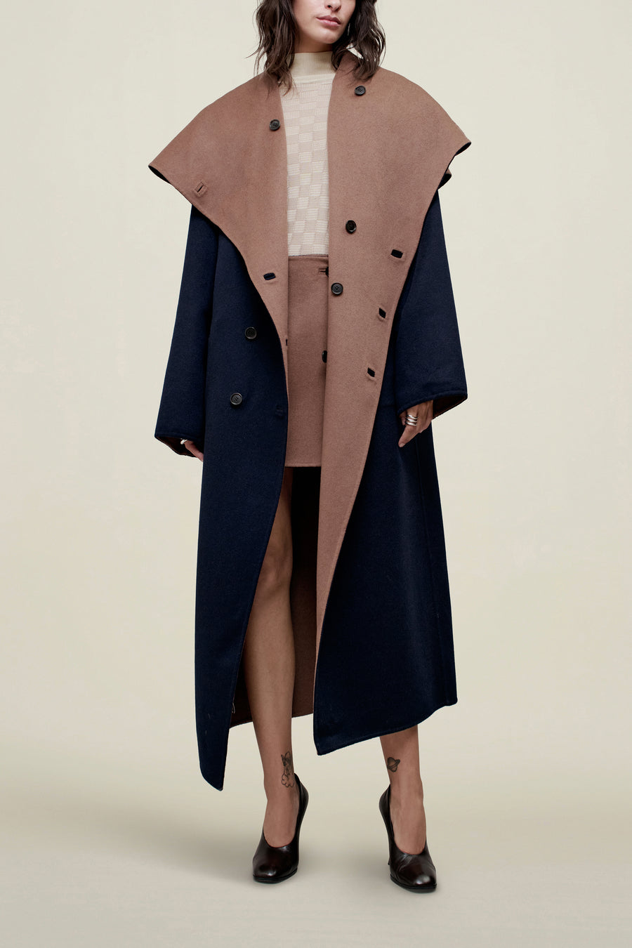 Dorothy Doubleface Coat in Reversible Virgin Wool