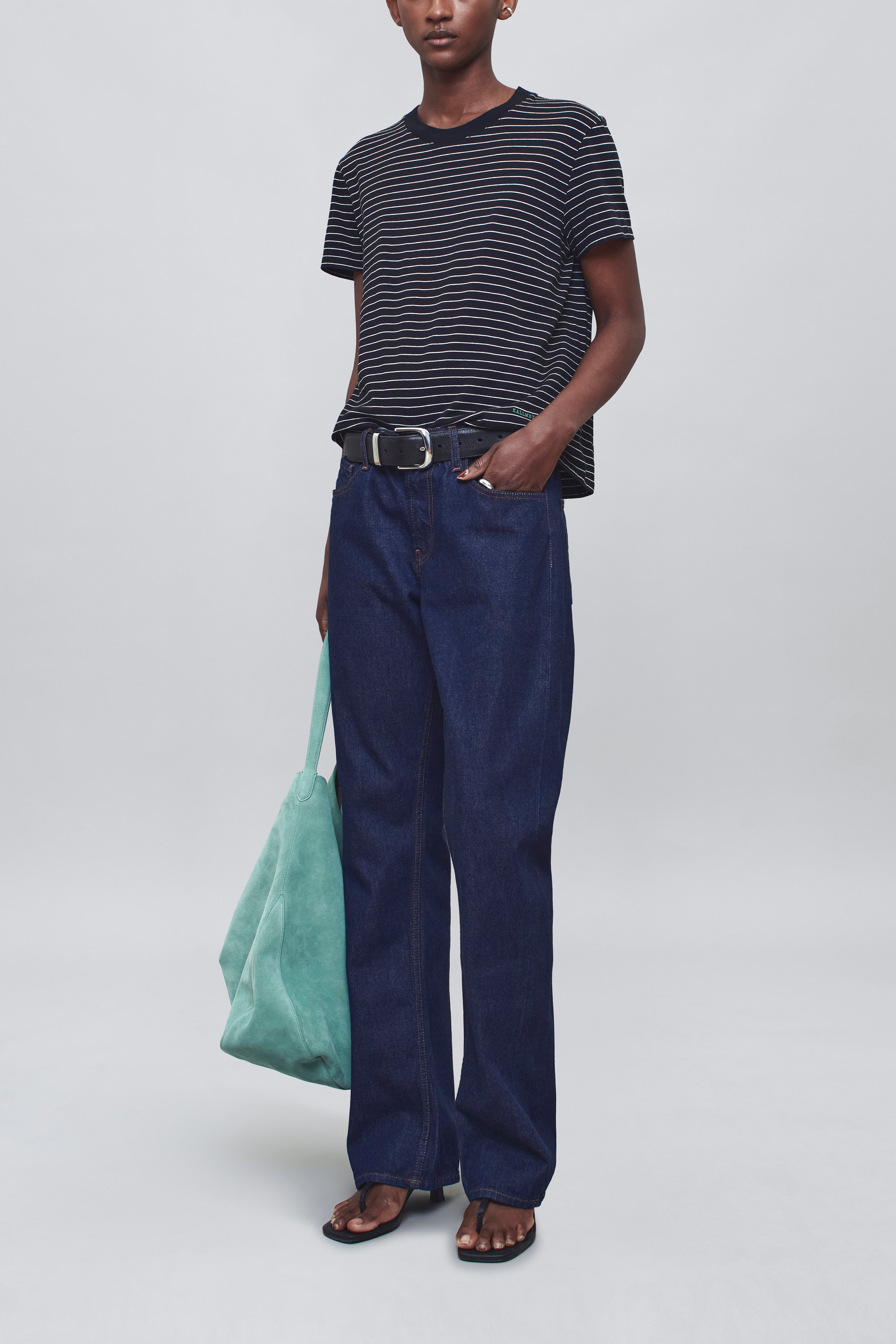 Kenzie T-Shirt in Black & Vanilla Multi Stripe