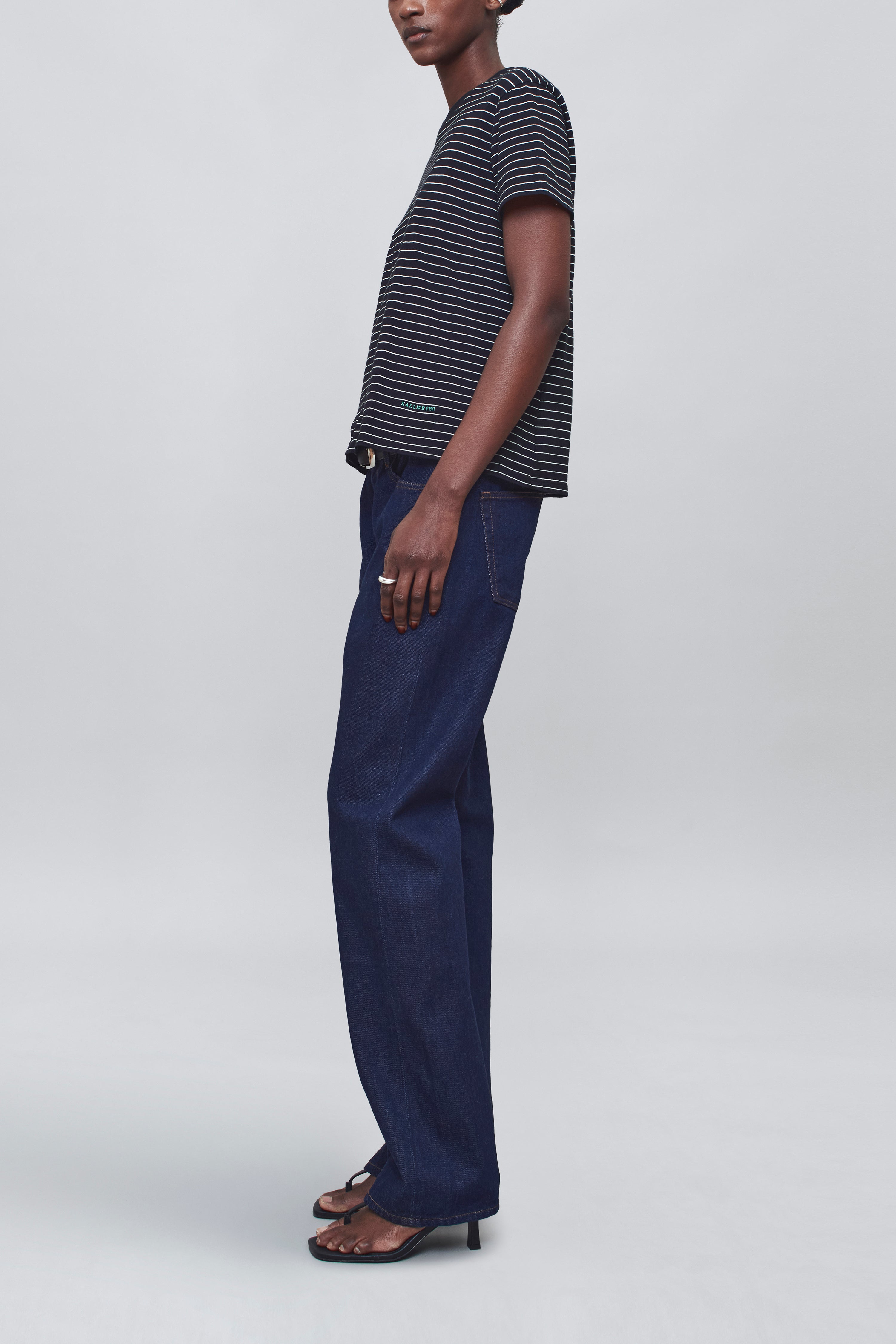 Kenzie T-Shirt in Black & Vanilla Multi Stripe