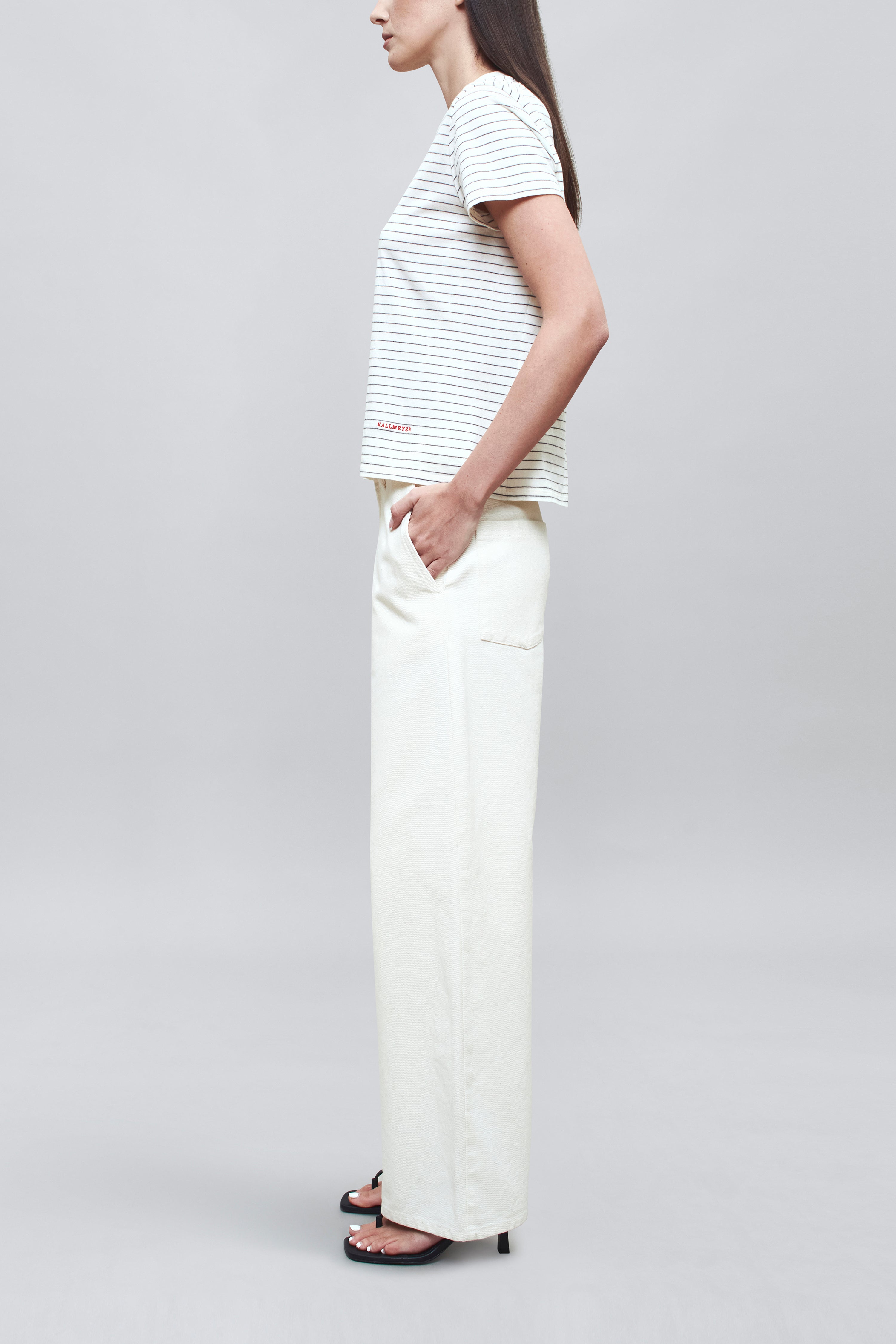 Kenzie T-Shirt in Ivory & Heather Multi Stripe