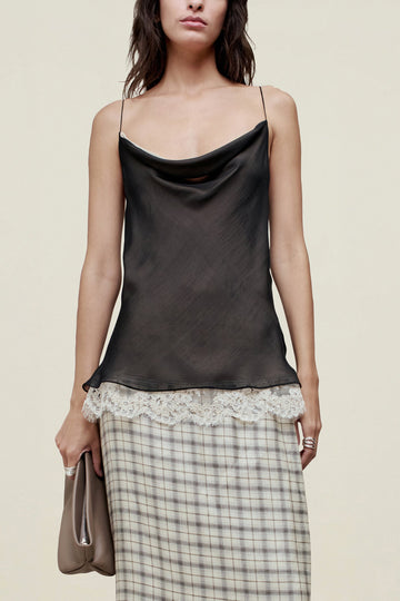 Zia Cowl Tank in Silk and Lace