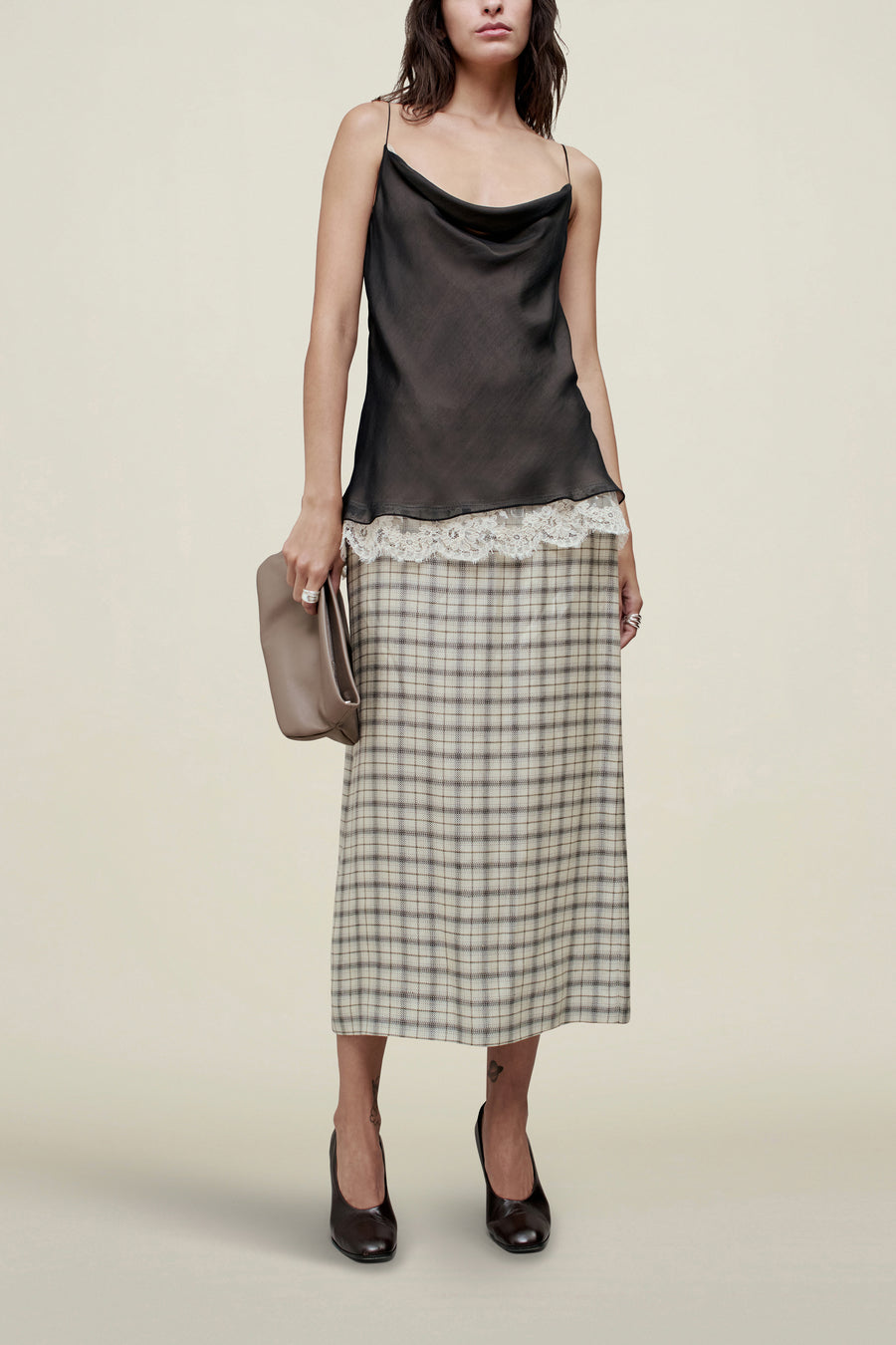 Zia Cowl Tank in Silk and Lace