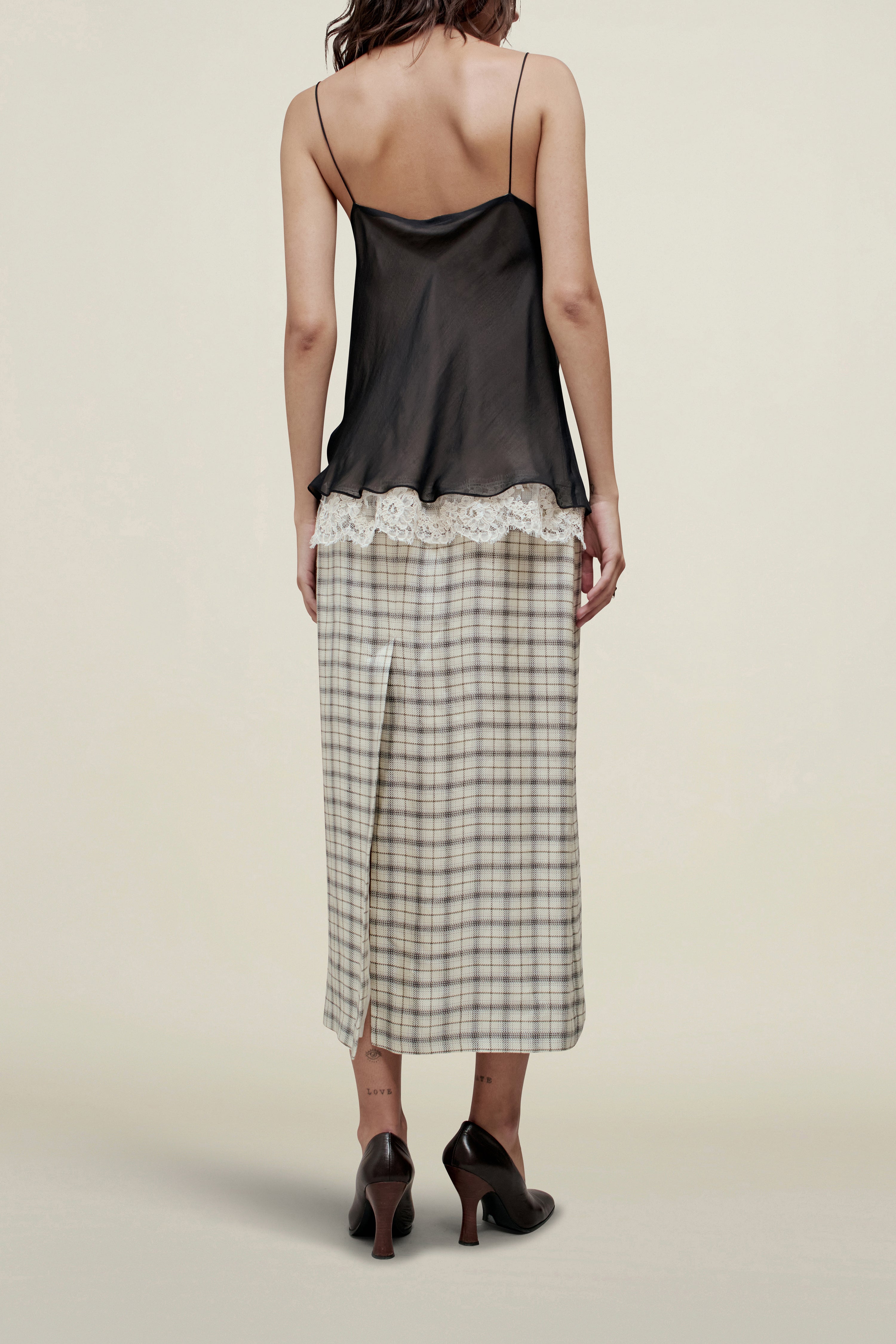 Zia Cowl Tank in Silk and Lace