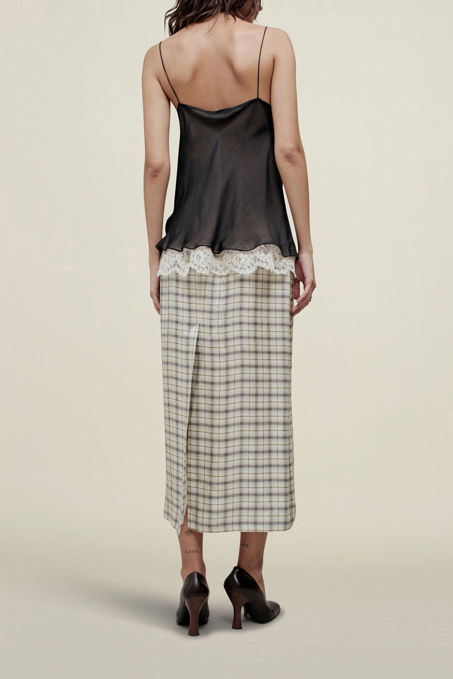 Zia Cowl Tank in Silk and Lace