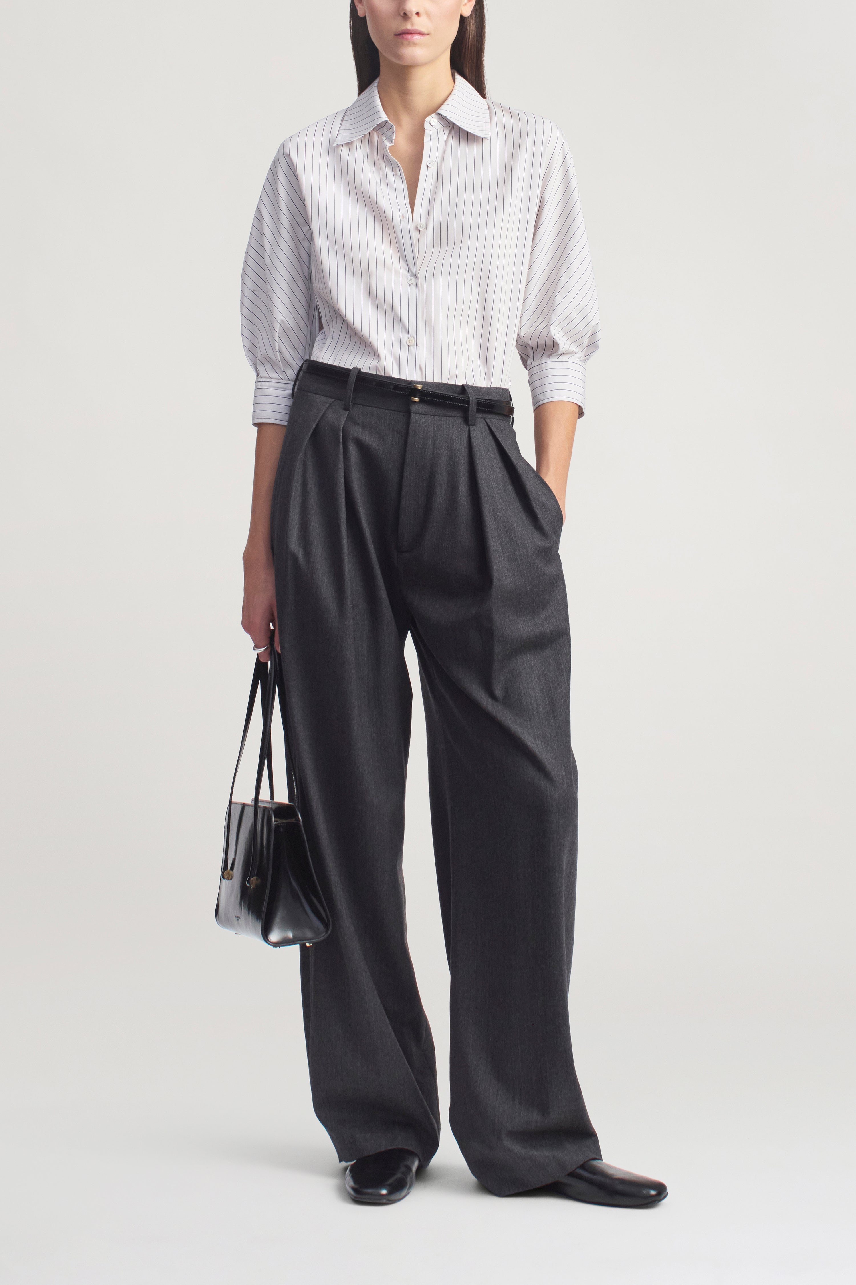 Colette 3/4 Sleeve Button Down in Cotton Poplin