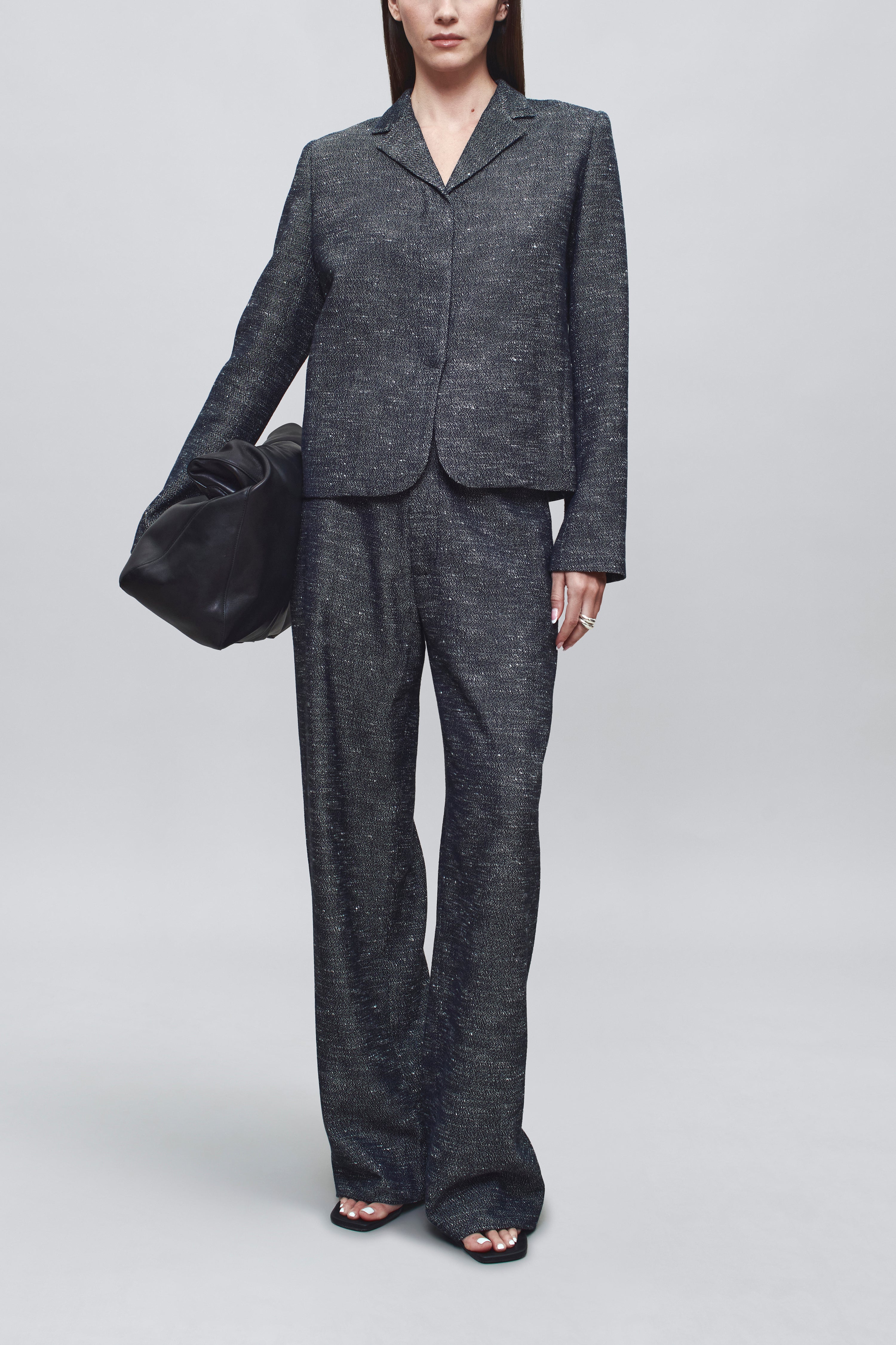 Column Leg Trouser in Pepper Tweed