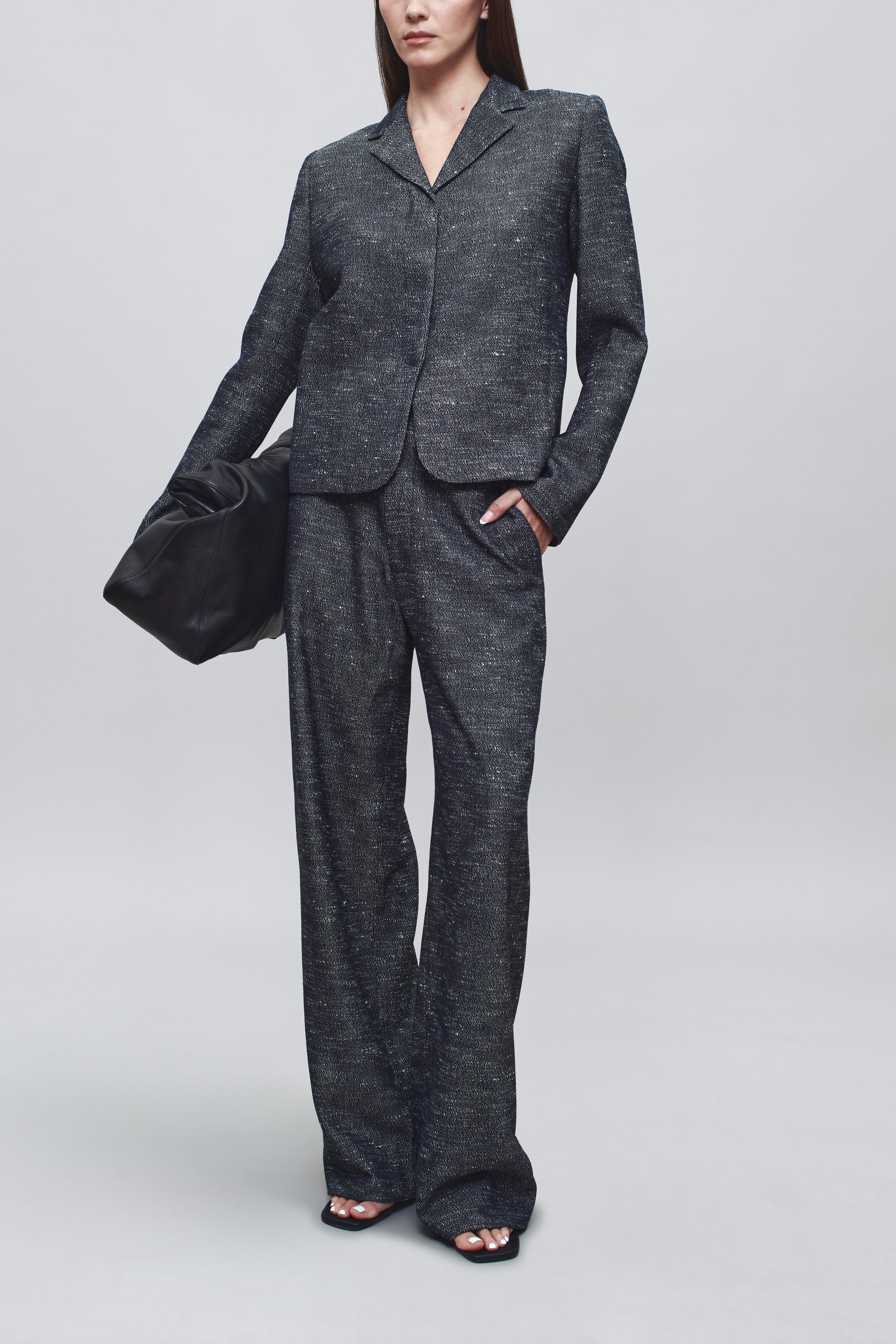 Iman Shrunken Blazer in Pepper Tweed