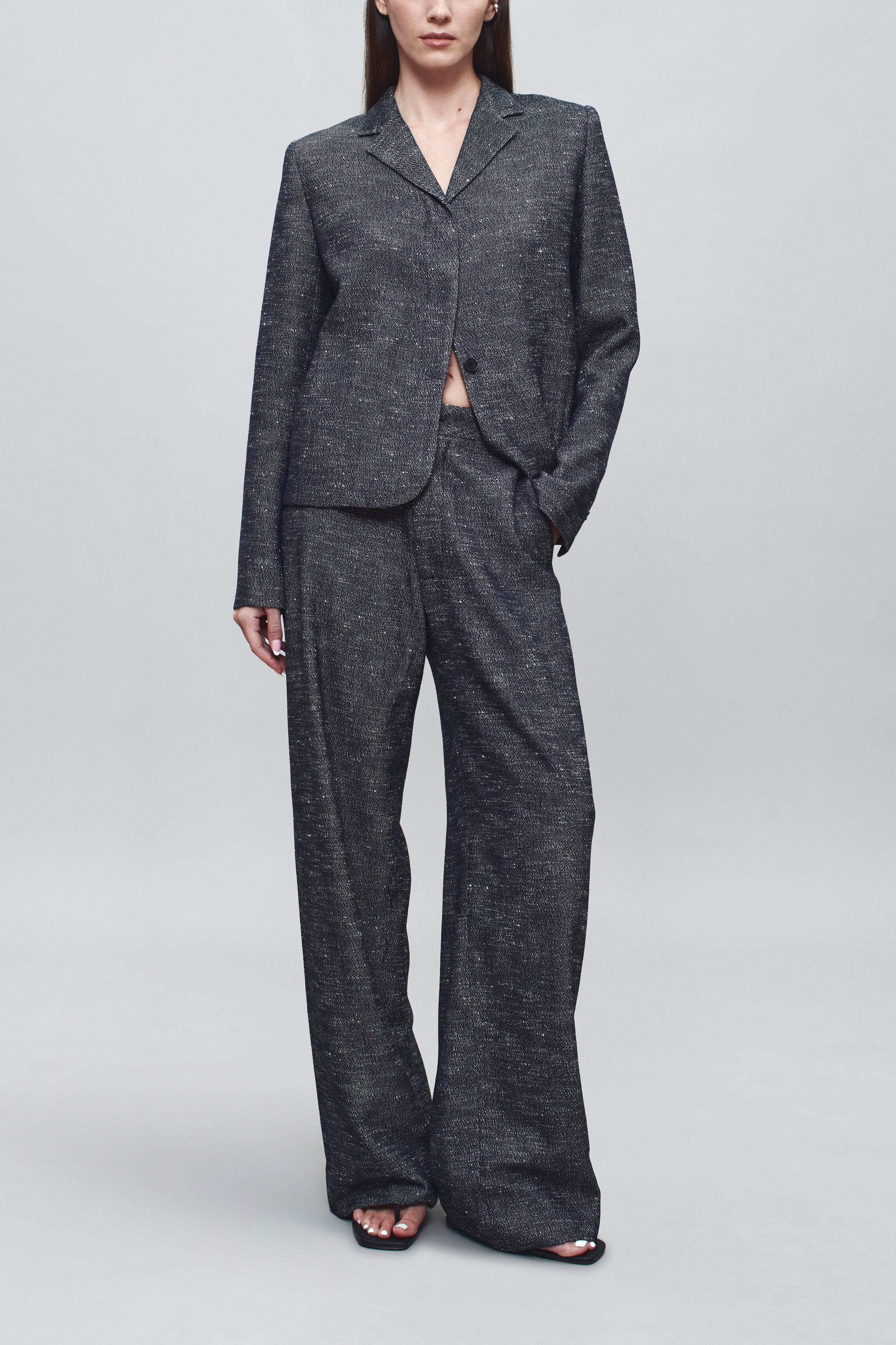 Column Leg Trouser in Pepper Tweed