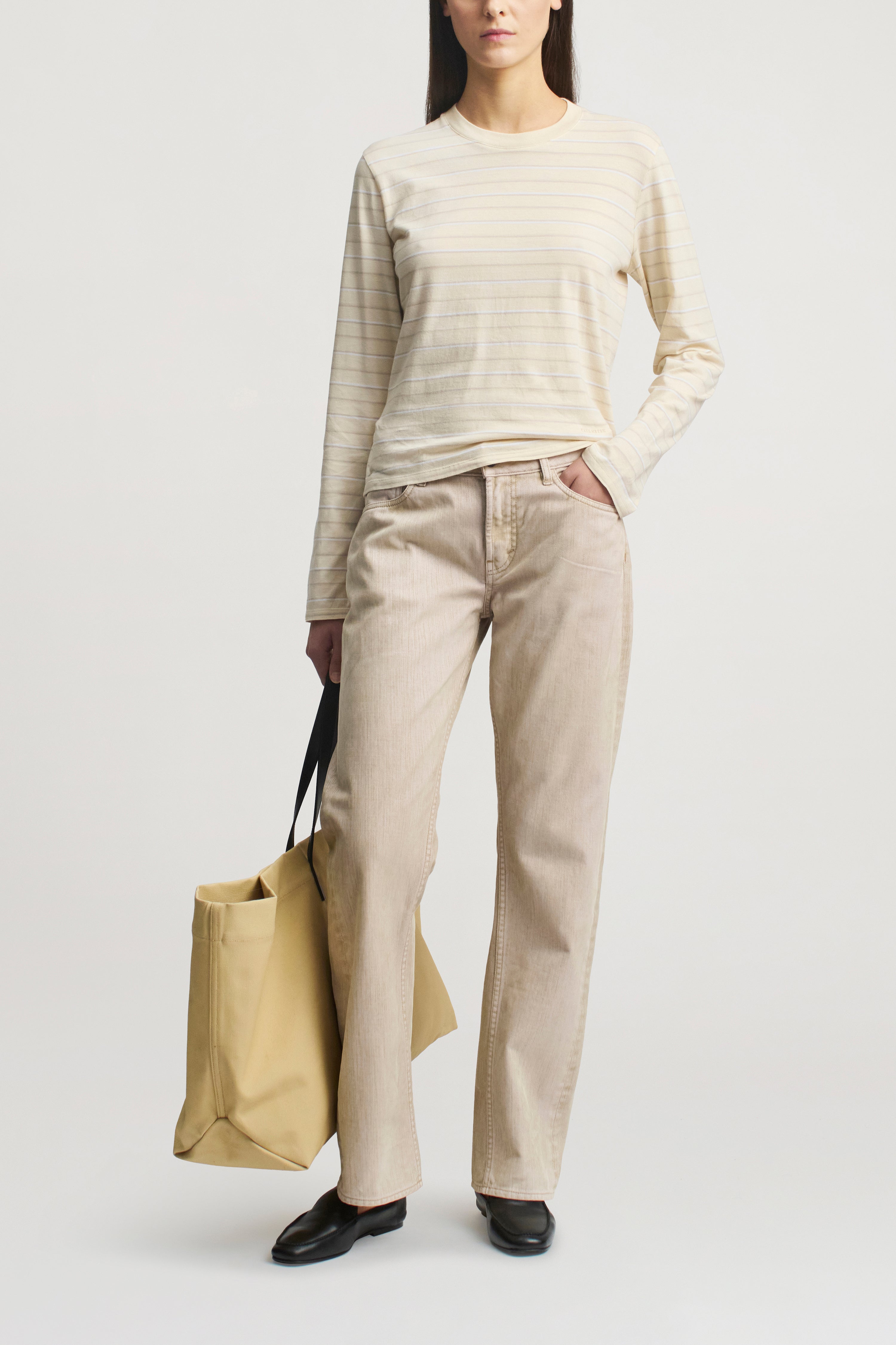 Wynn Long Sleeve T-Shirt in Ecru Stripe