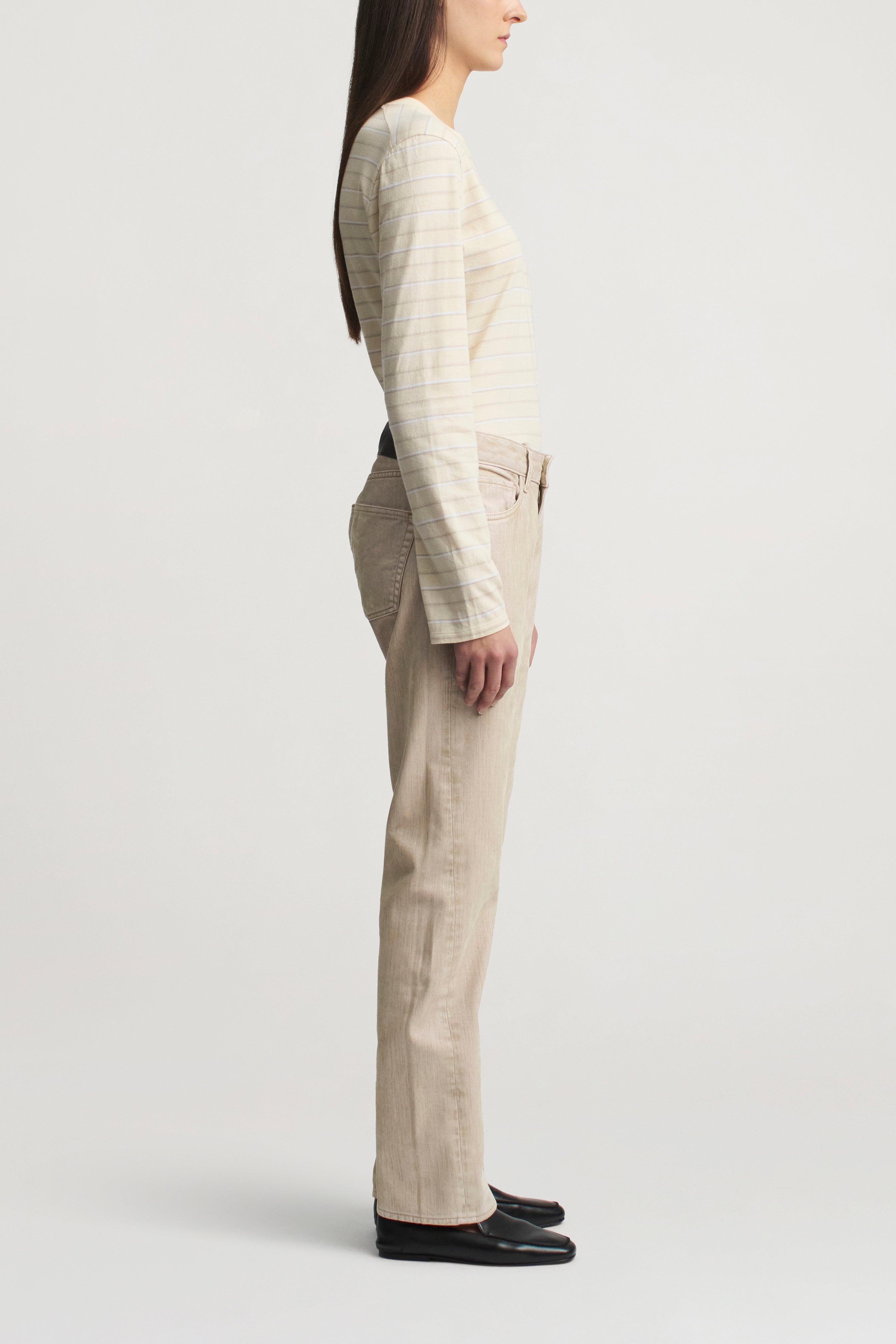 Wynn Long Sleeve T-Shirt in Ecru Stripe
