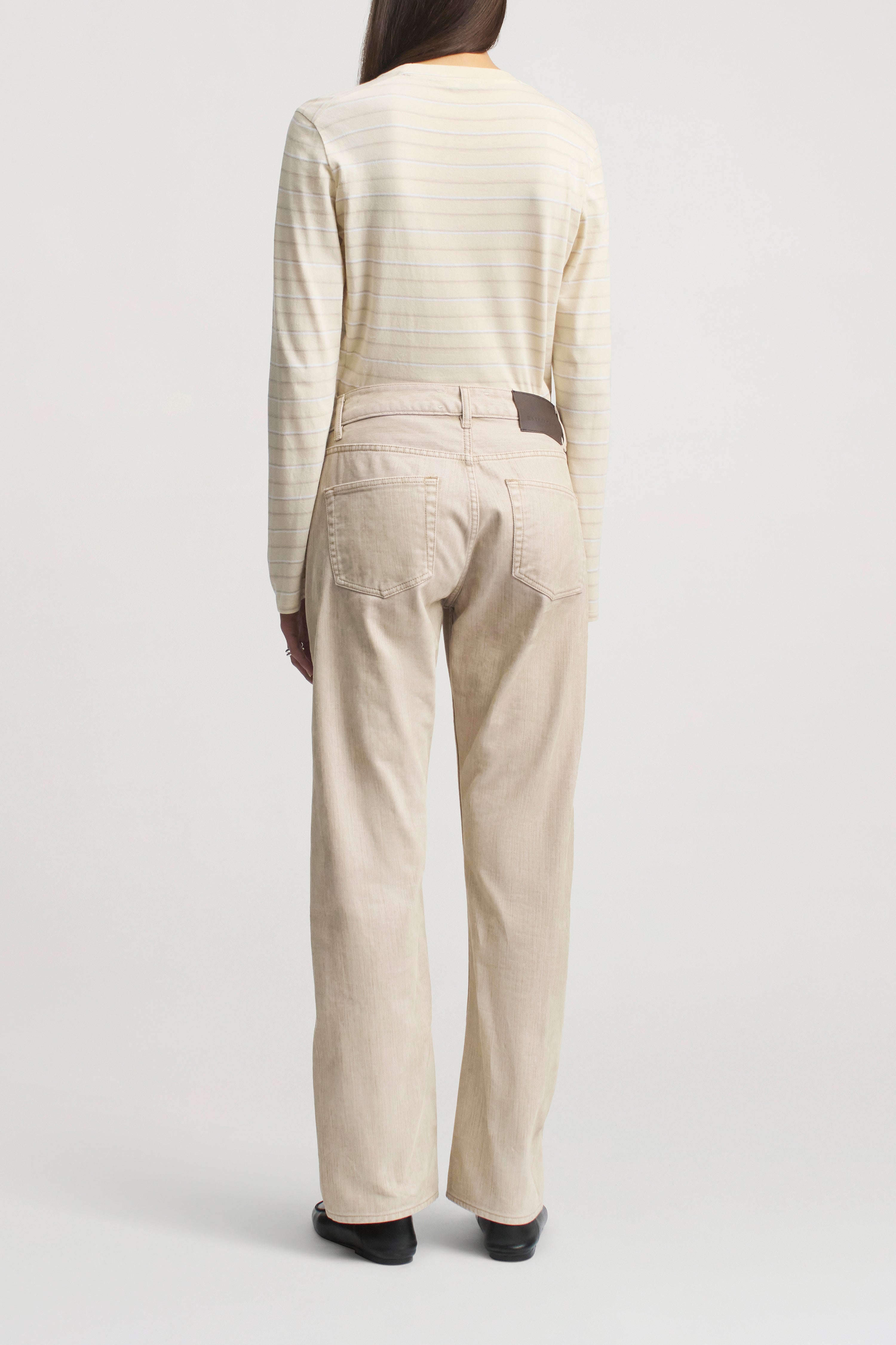 Wynn Long Sleeve T-Shirt in Ecru Stripe