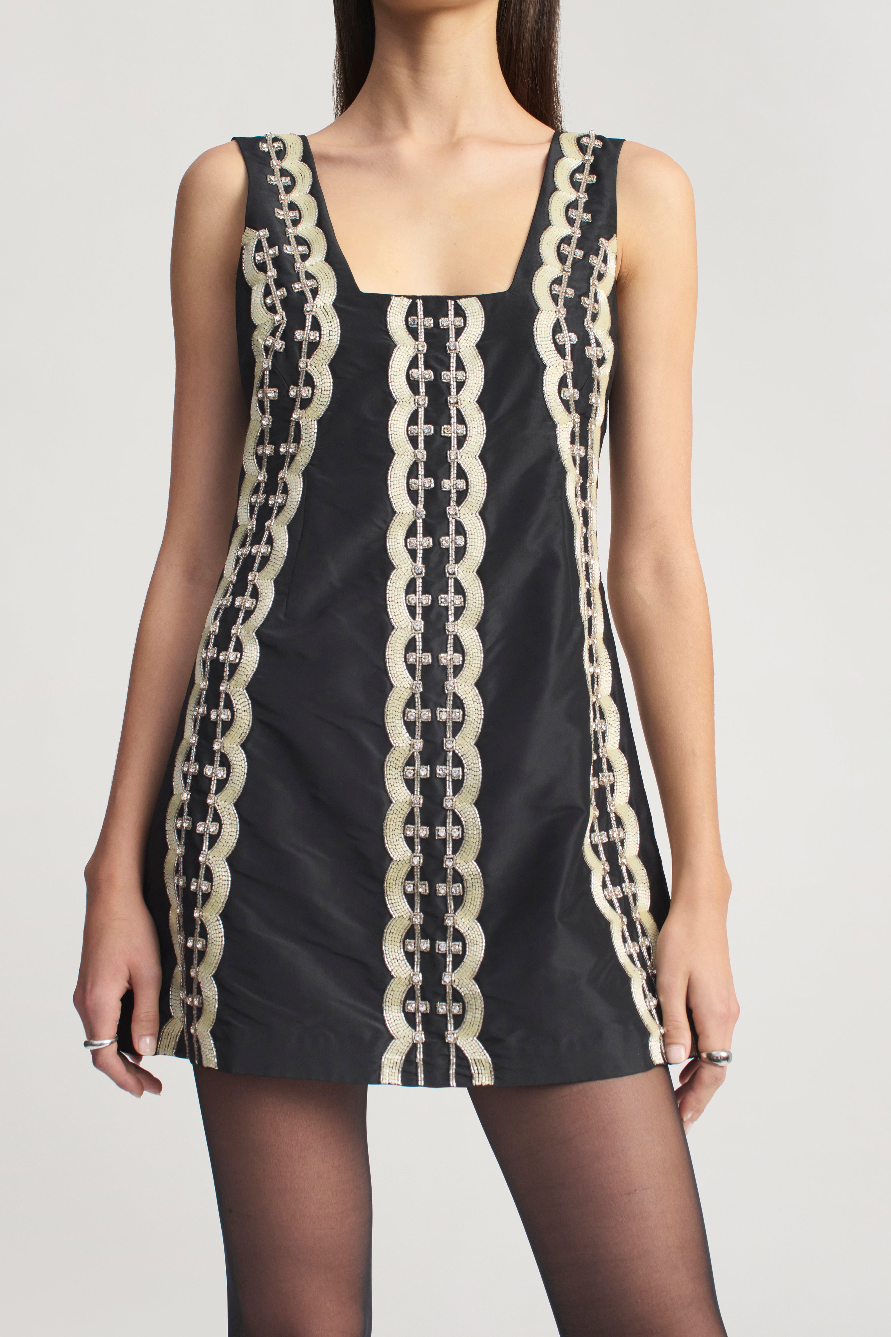 Elaiza Mini Dress in Beaded Deco