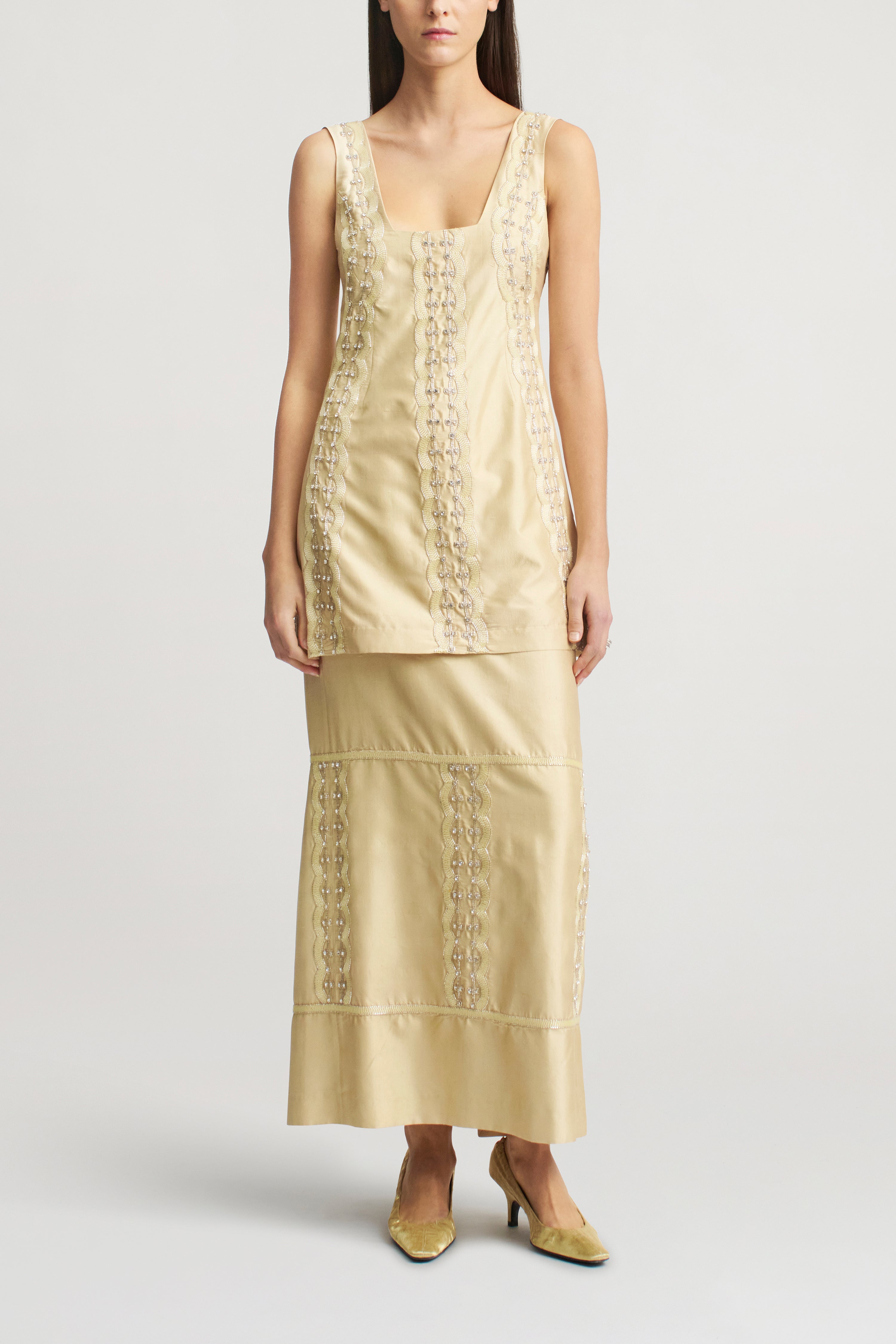 Elaiza Mini Dress in Beaded Deco