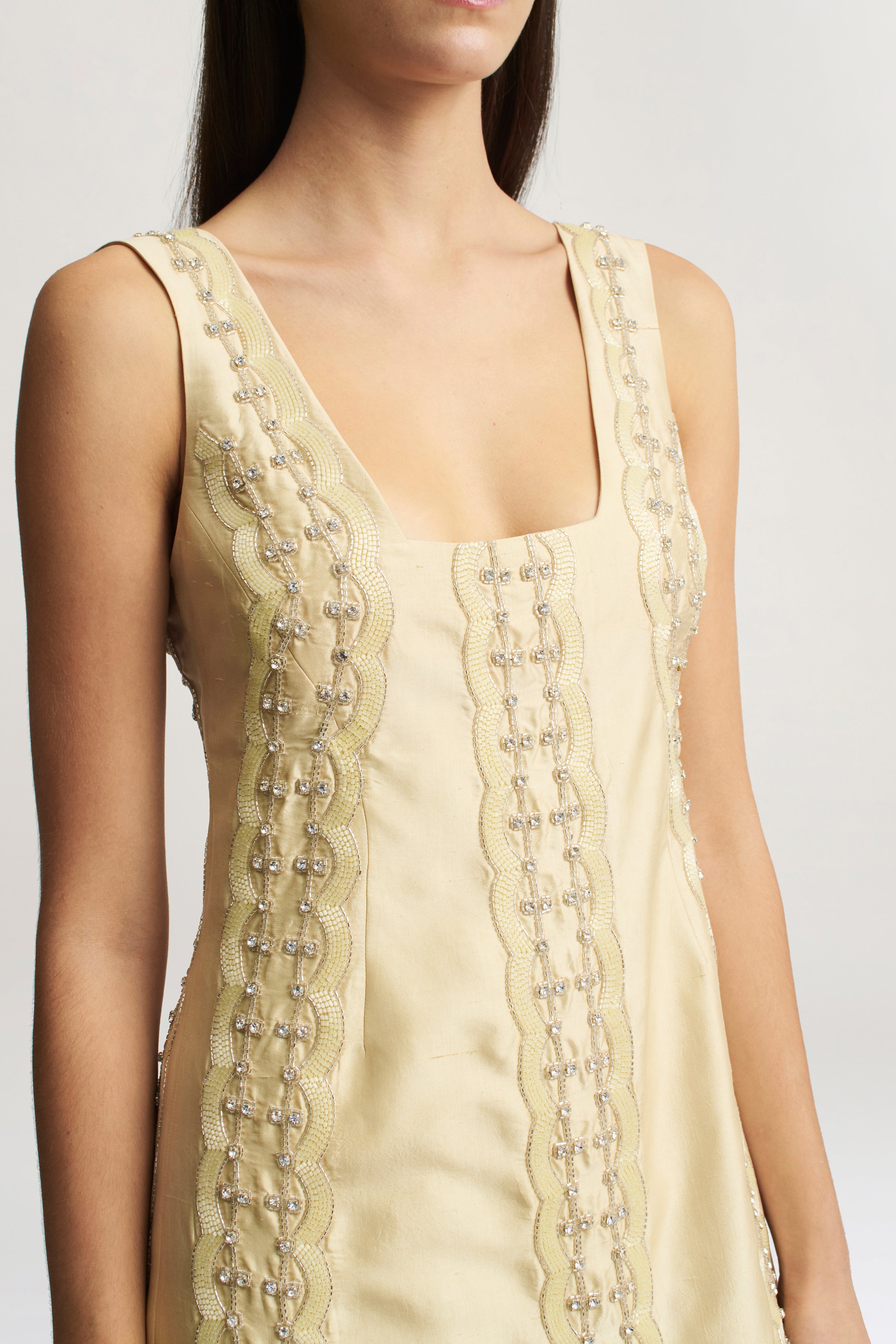Elaiza Mini Dress in Beaded Deco