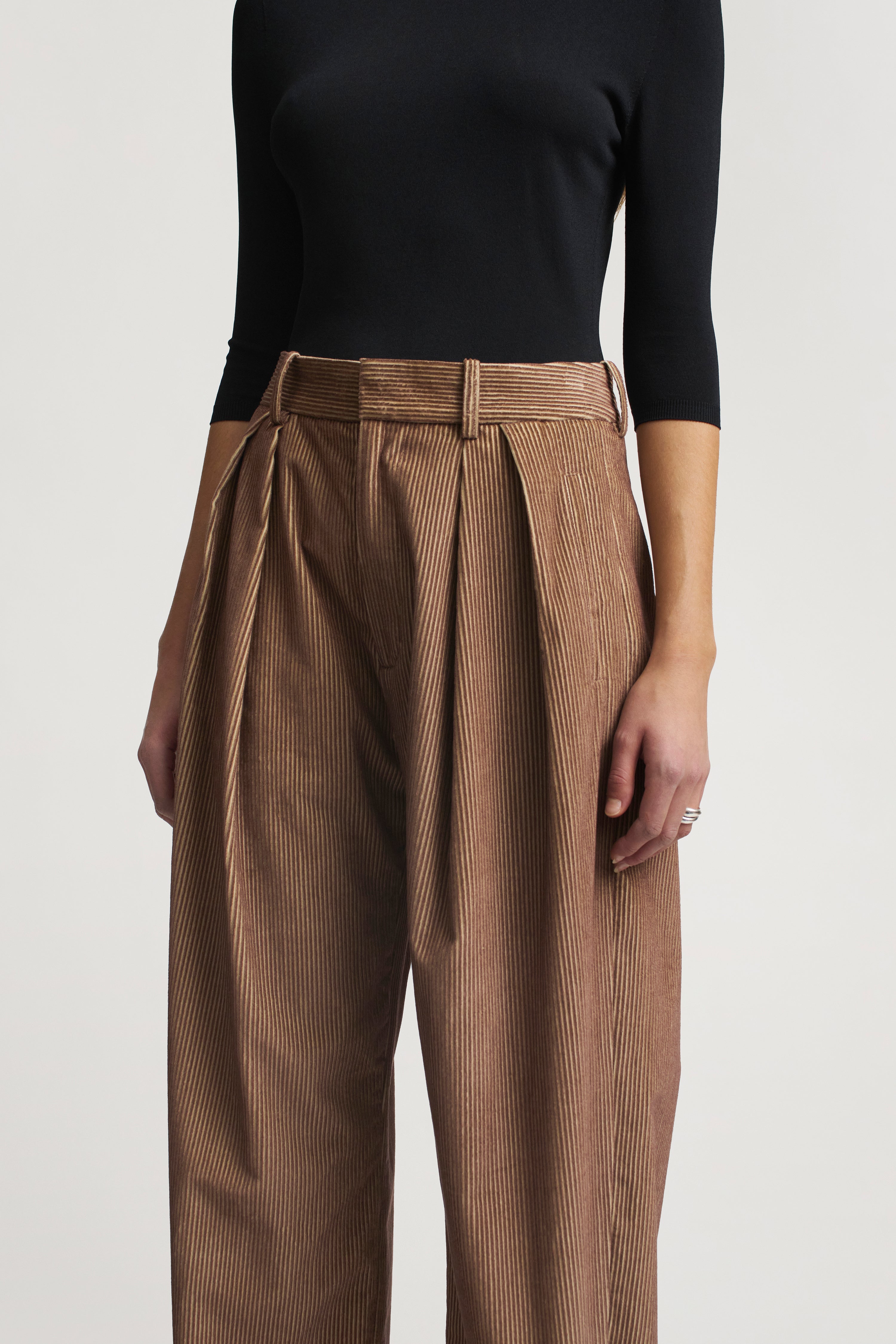 Joel Pleated Trouser in 2-Tone Corduroy