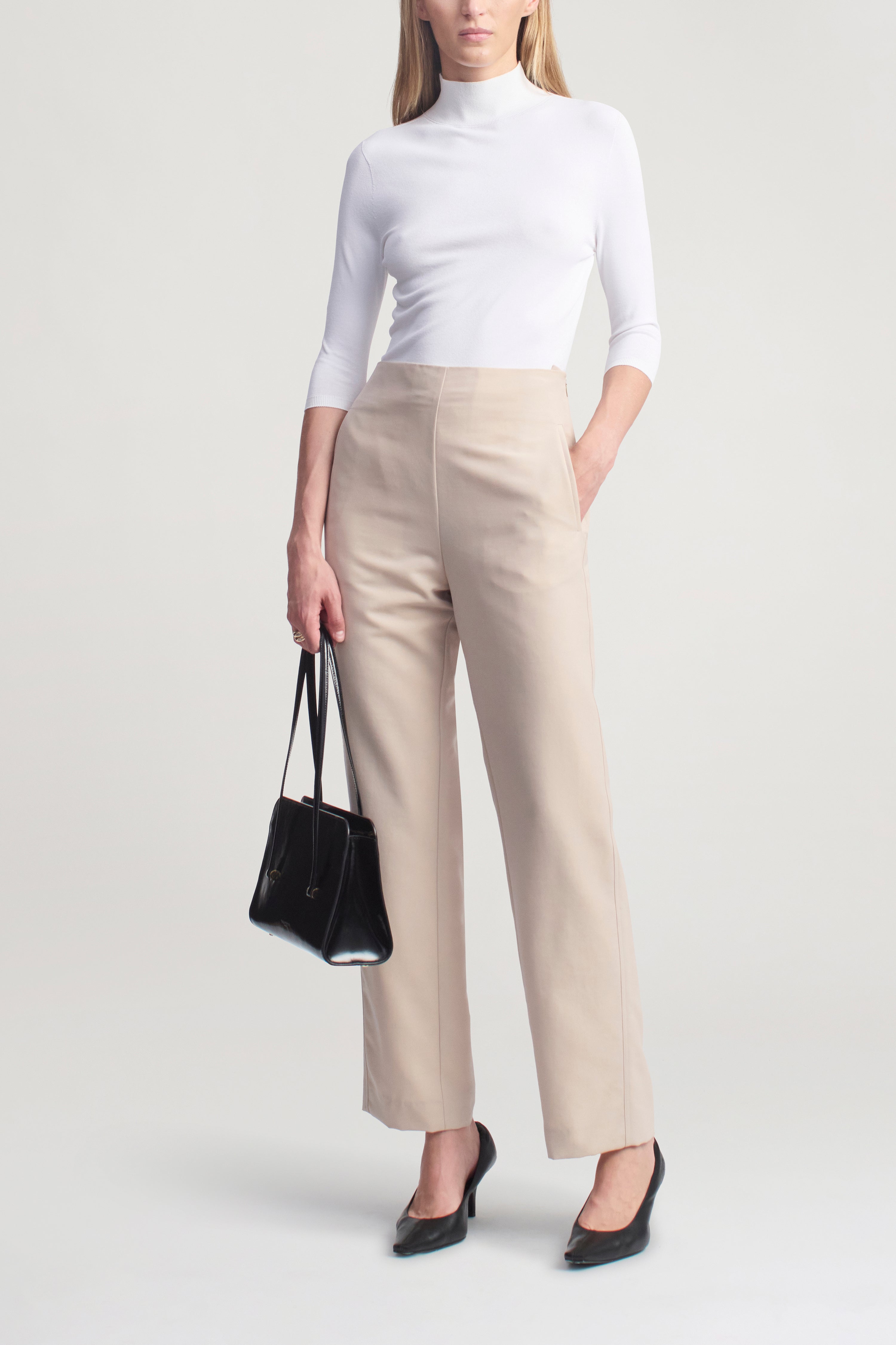 Finn Short Sleeve Turtleneck in Matte Viscose