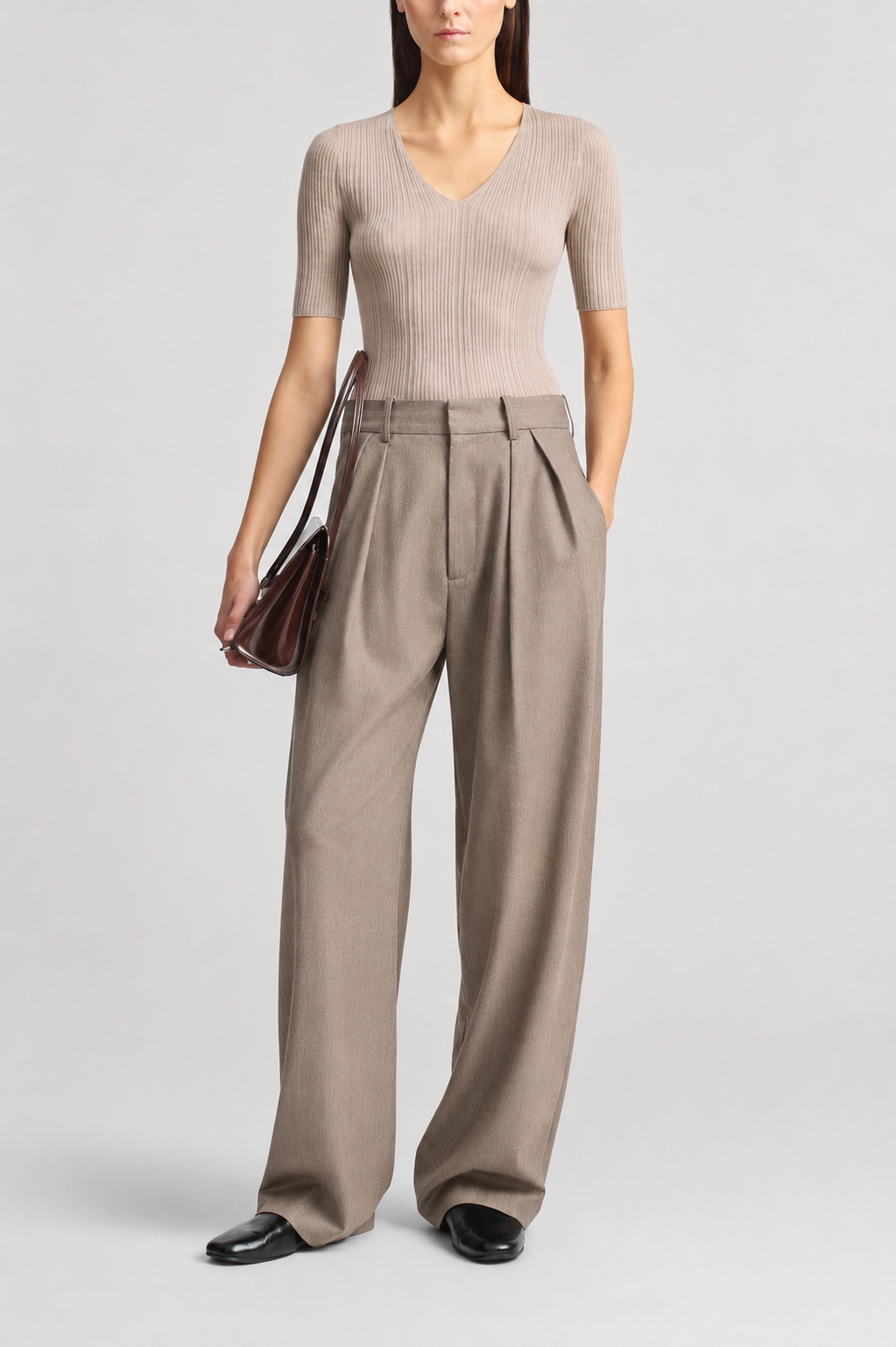 Joel Pleated Trouser in Wool Flannel