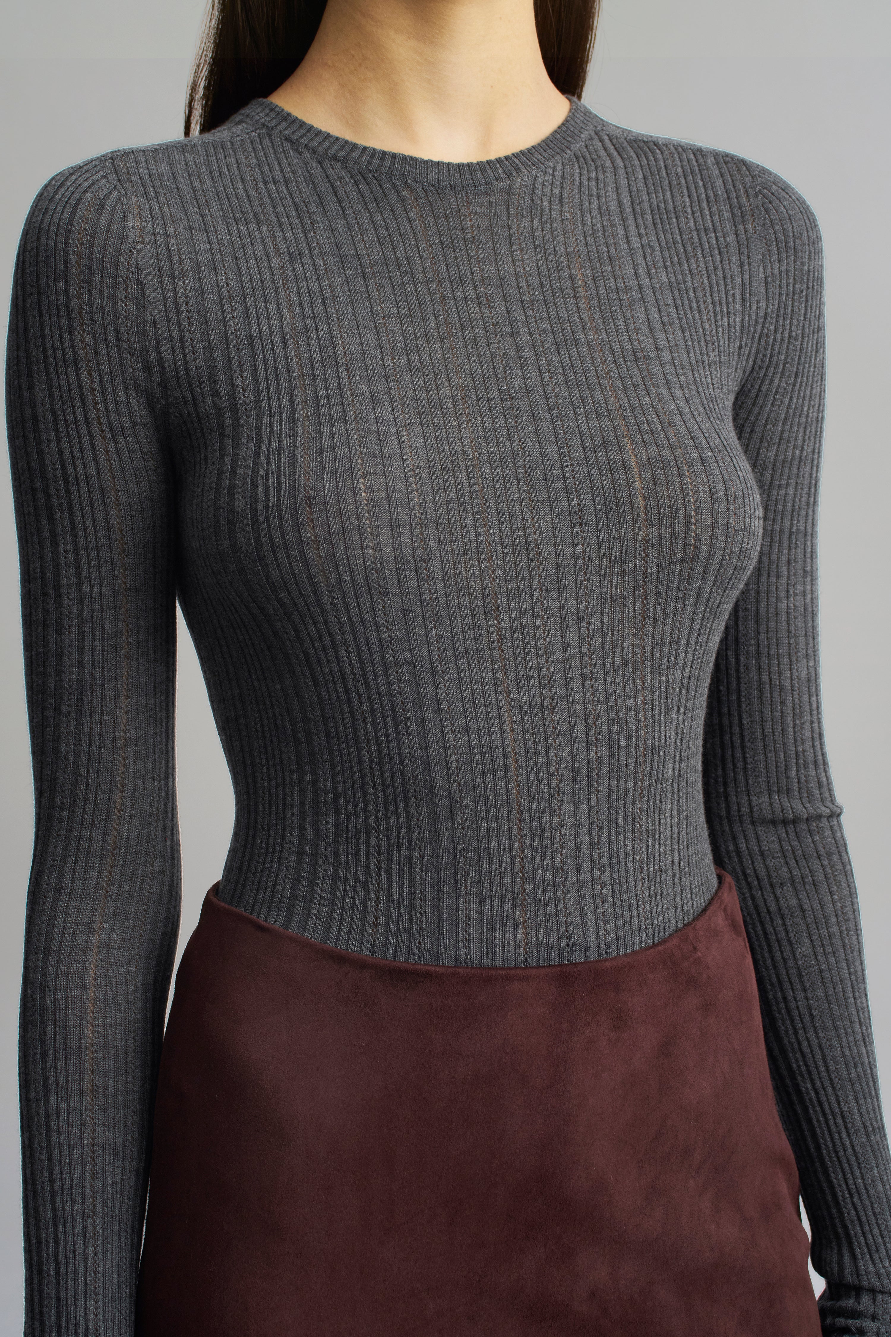 Fabi Fitted Long Sleeve in Superfine Pointelle