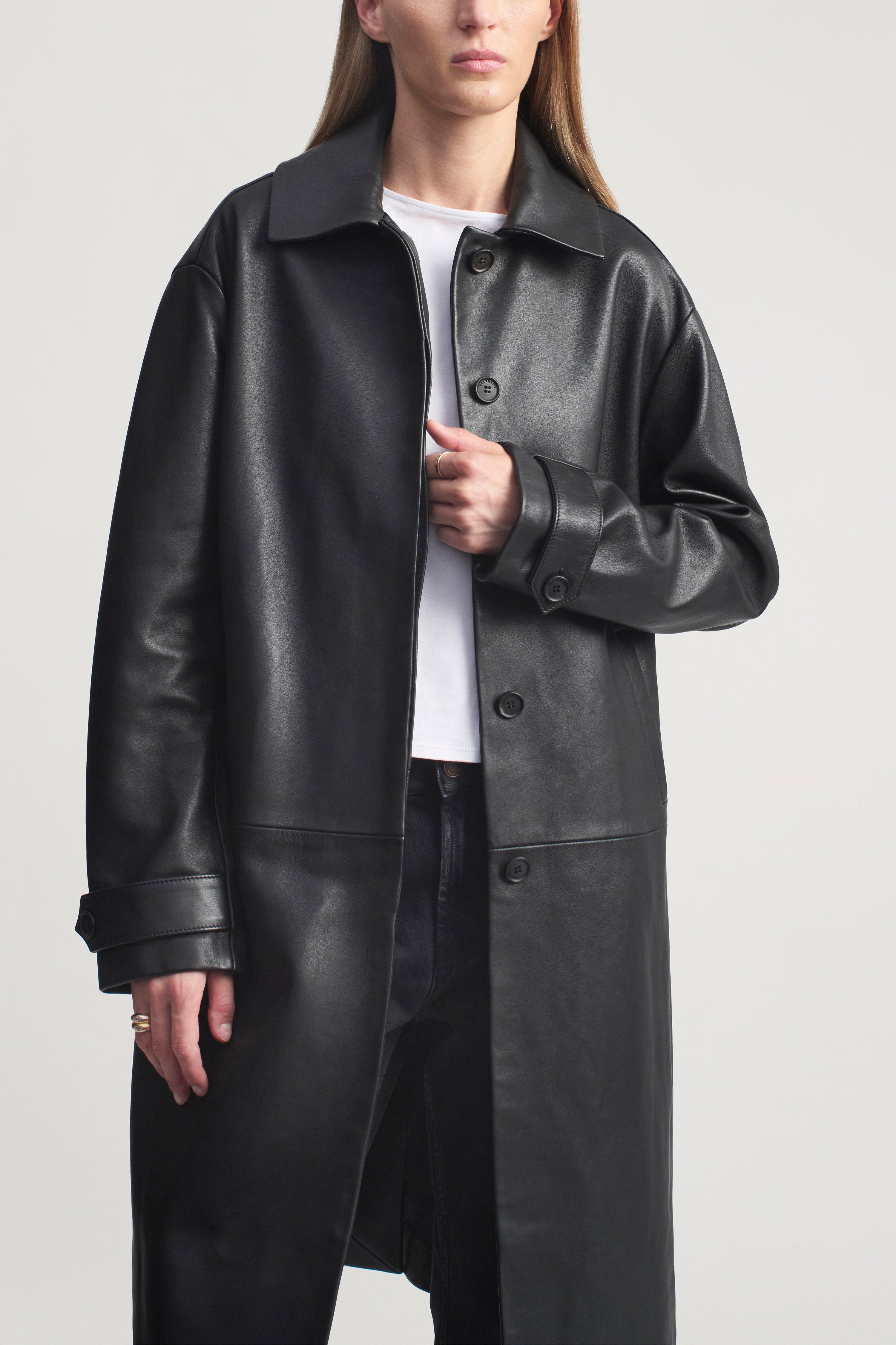 Lucien Car Coat in Leather