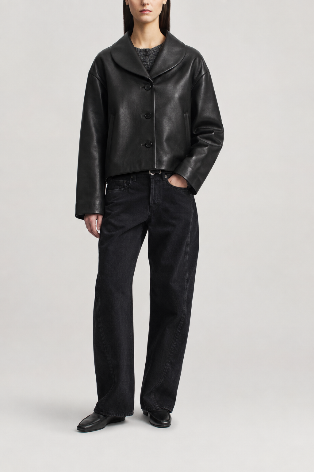 Marlie Shawl Jacket in Leather
