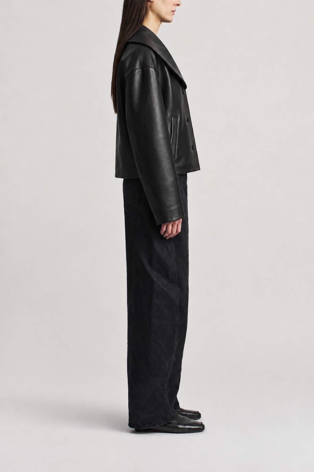 Marlie Shawl Jacket in Leather