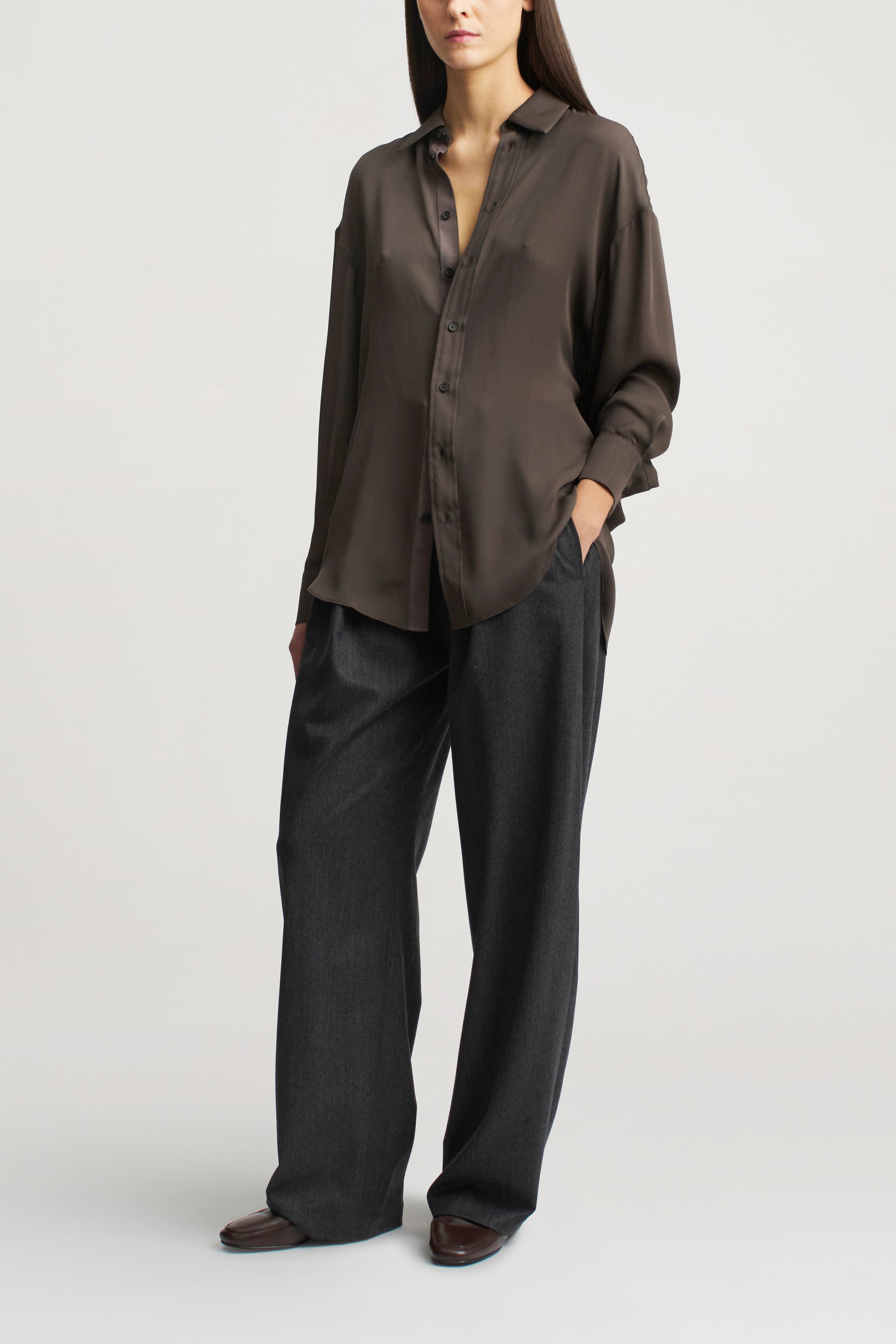 Dani Button Down in Double Georgette
