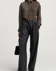 Joel Pleated Trouser in Wool Flannel