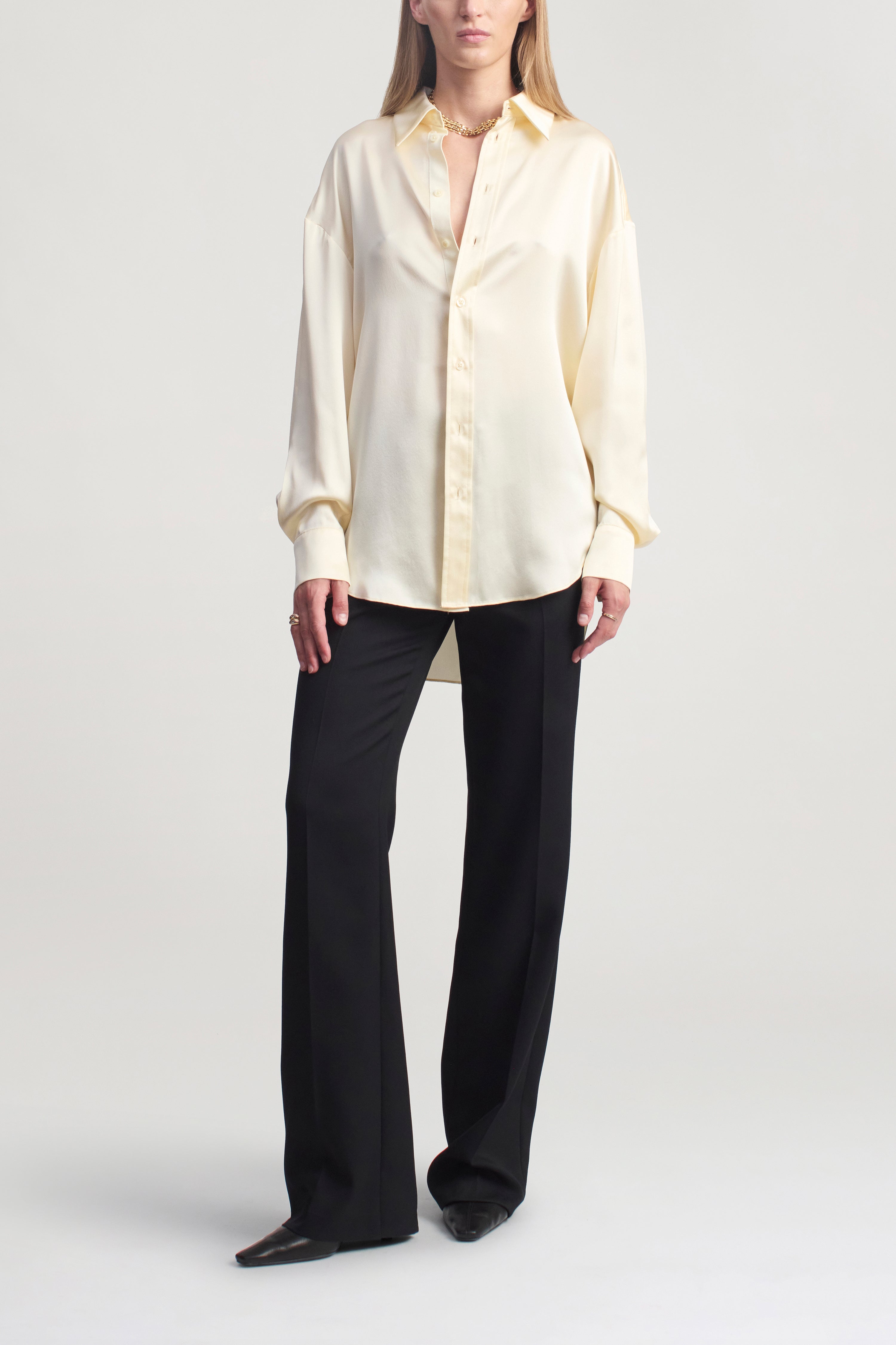 Dani Button Down in Silk Charmeuse
